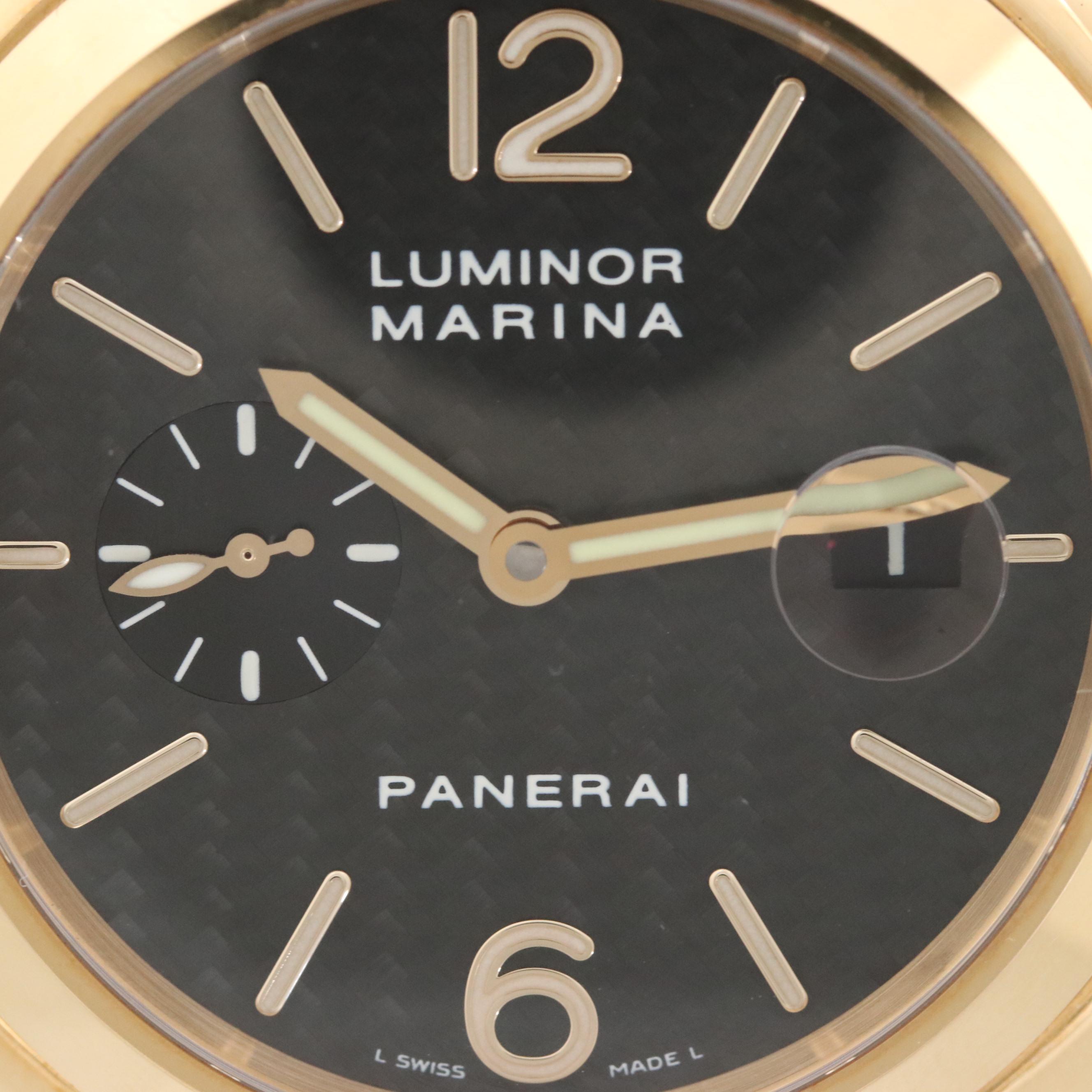 Panerai Luminor Marina 18K Gold Automatic Watch With Carbon Fiber Dial