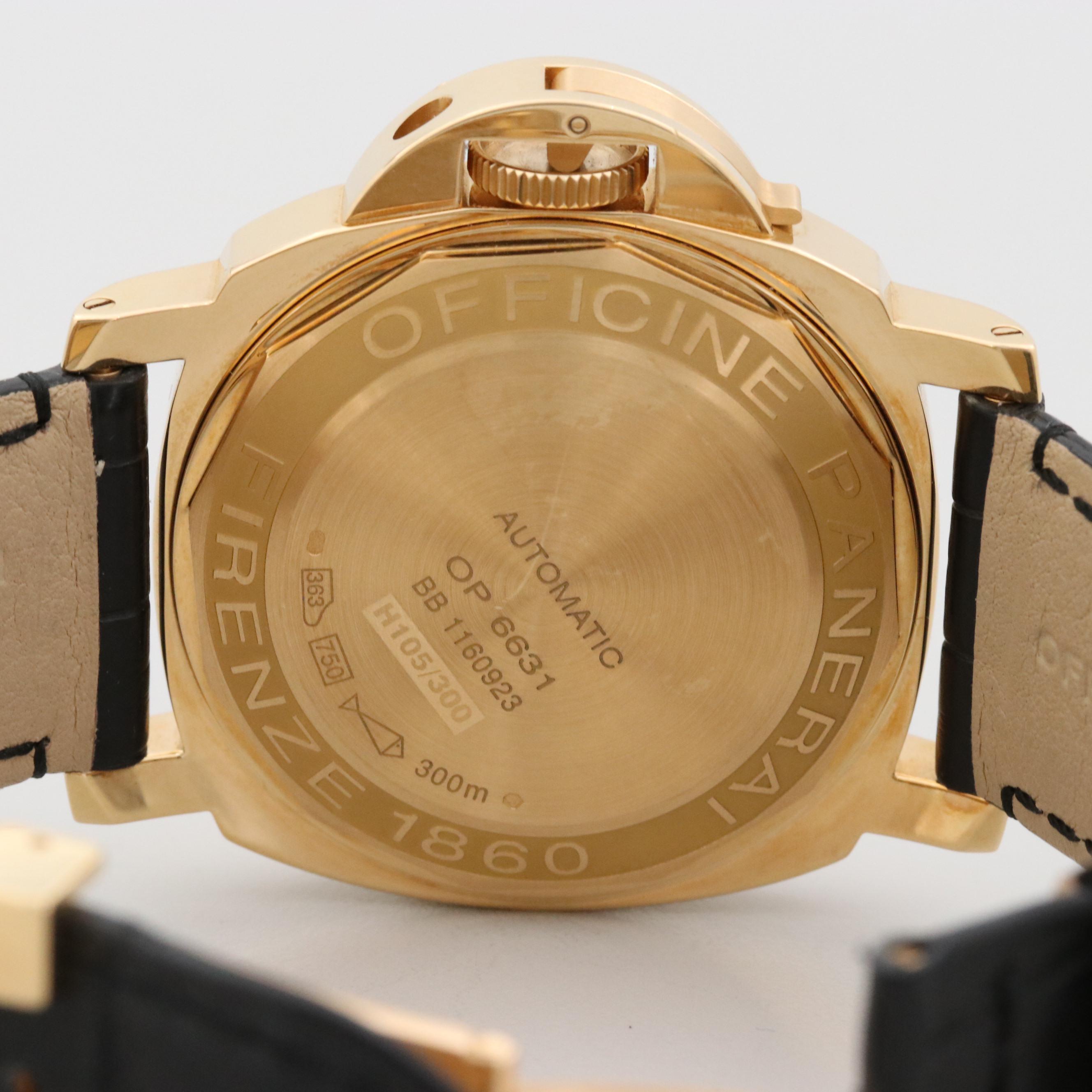 Panerai Luminor Marina 18K Gold Automatic Watch With Carbon Fiber Dial
