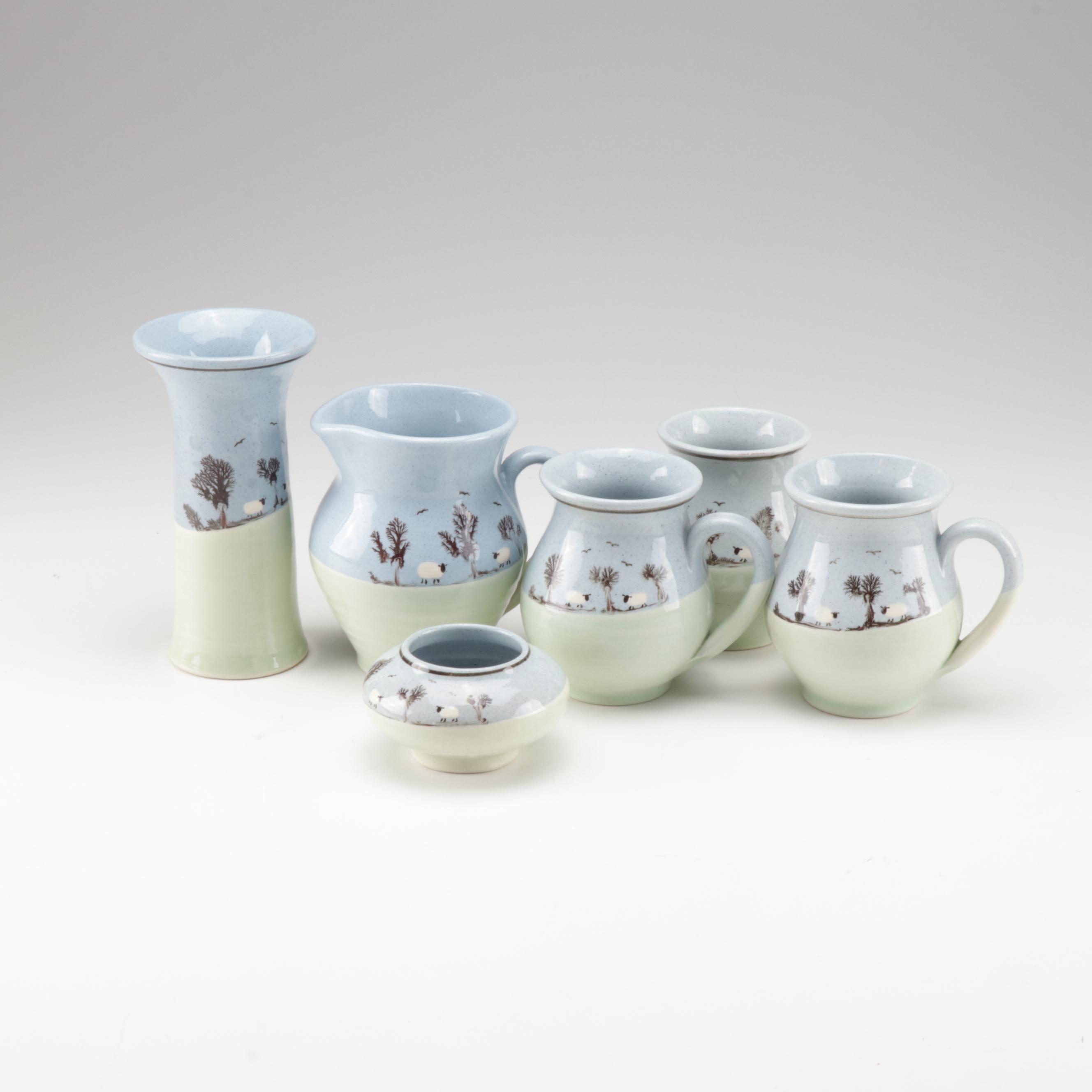 Welsh Padarn Pottery Sheep Pitcher, Mugs and Decor