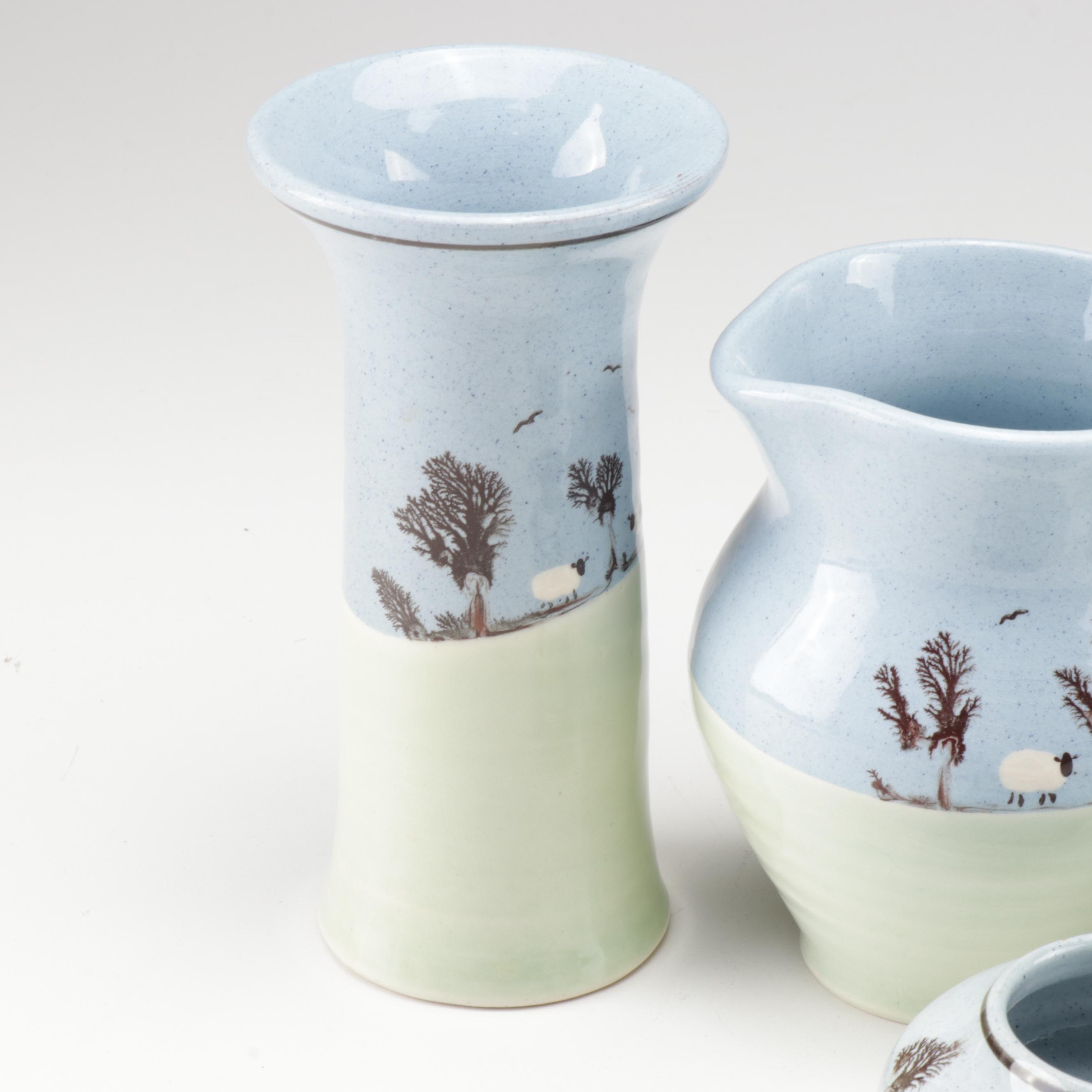 Welsh Padarn Pottery Sheep Pitcher, Mugs and Decor