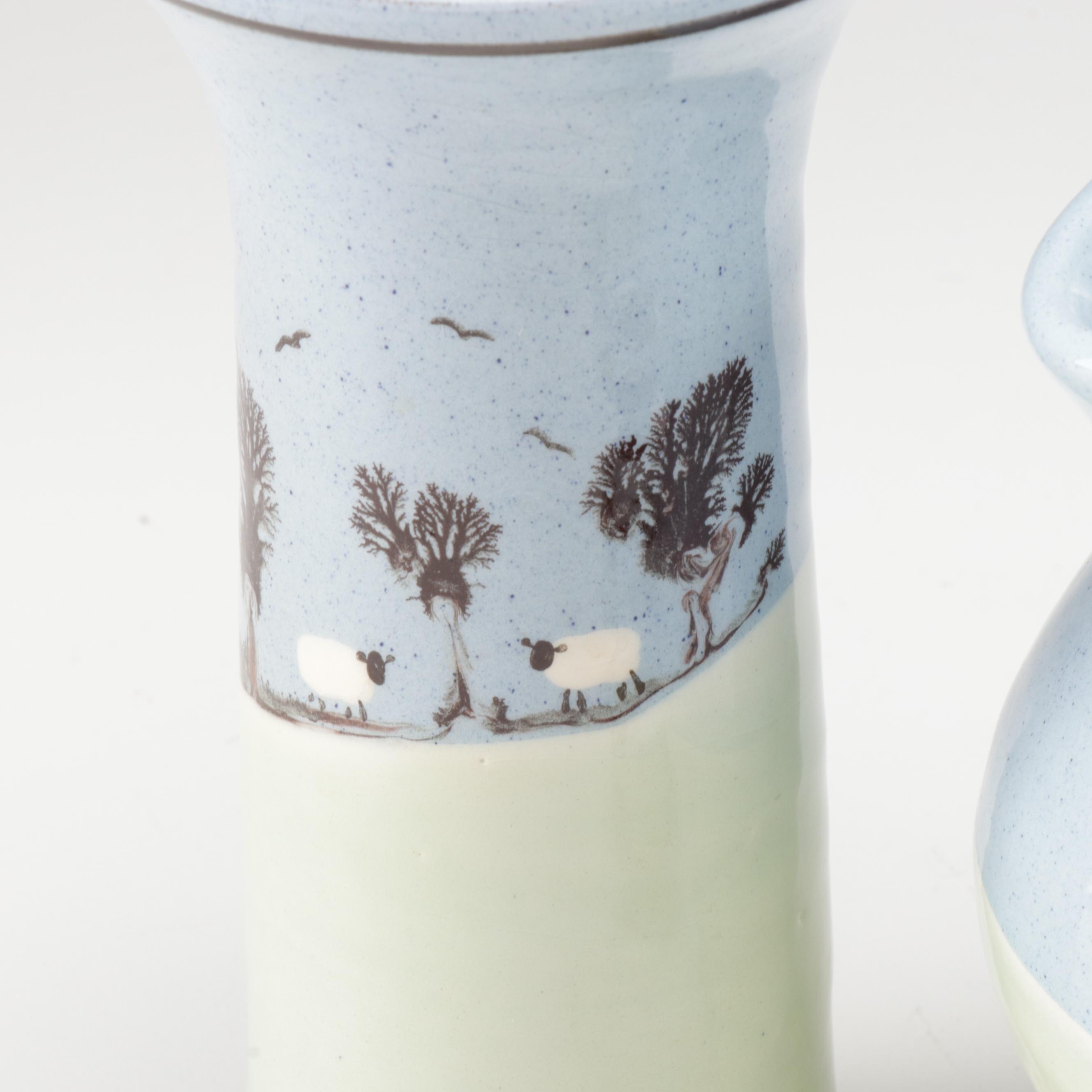 Welsh Padarn Pottery Sheep Pitcher, Mugs and Decor