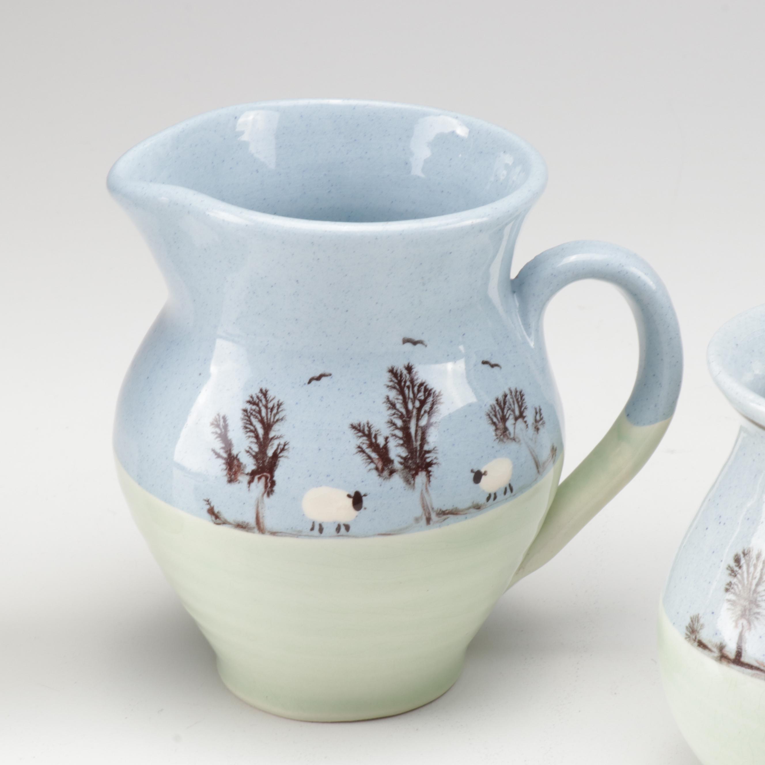 Welsh Padarn Pottery Sheep Pitcher, Mugs and Decor