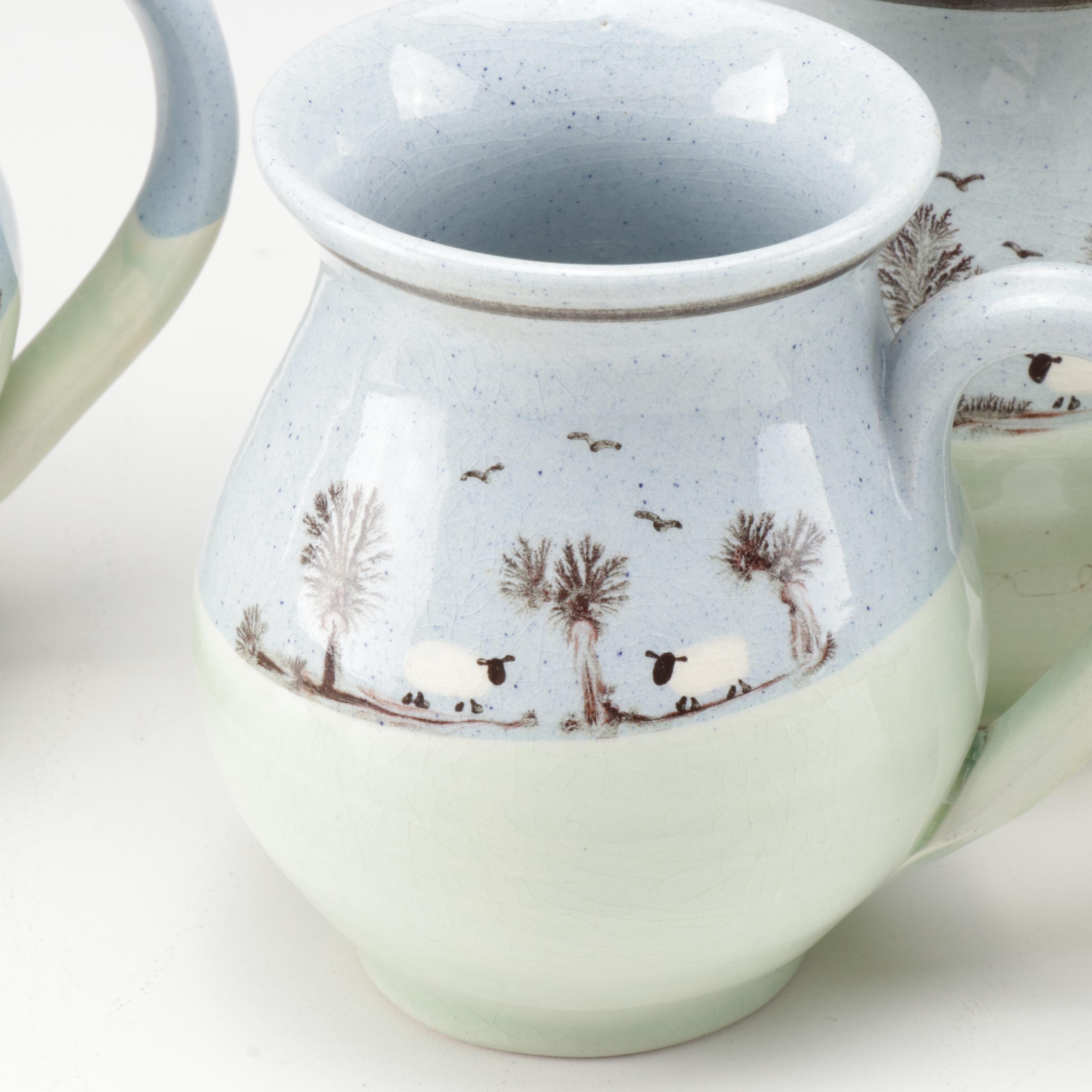 Welsh Padarn Pottery Sheep Pitcher, Mugs and Decor