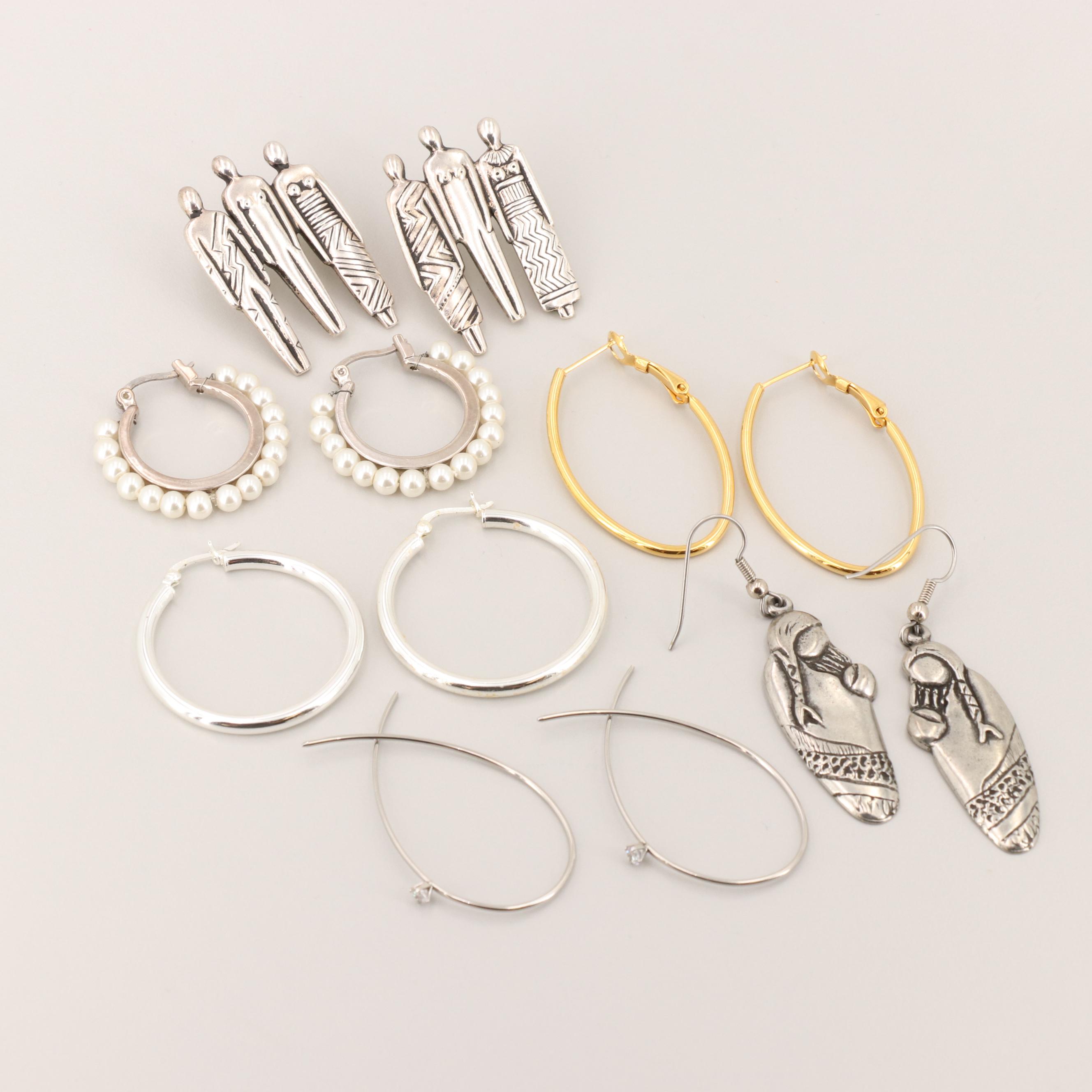 Gold and Silver Tone Glass and Magnesite Jewelry Including Laurel Burch