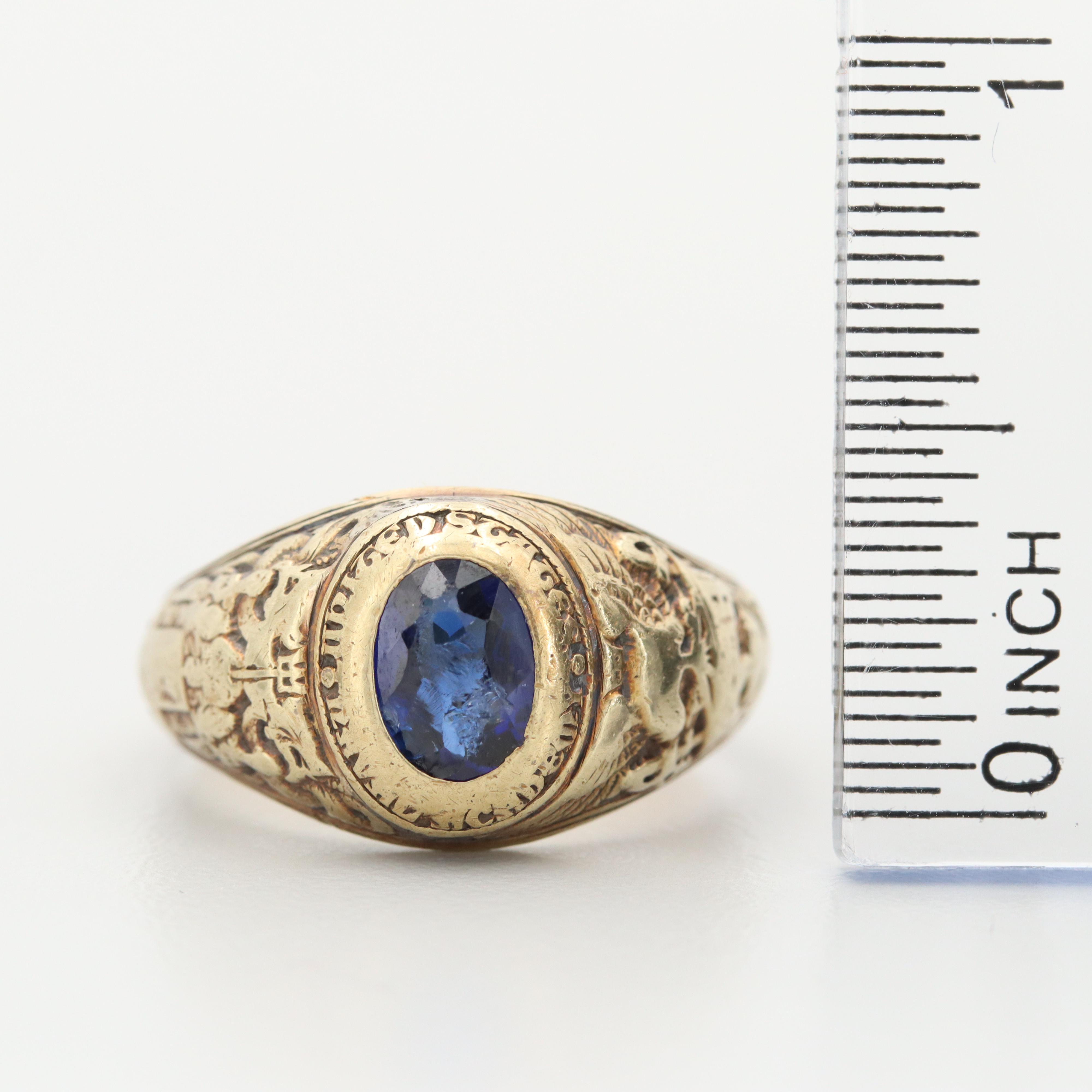 Vintage Naval Academy 14K Yellow Gold Star Sapphire Class Ring