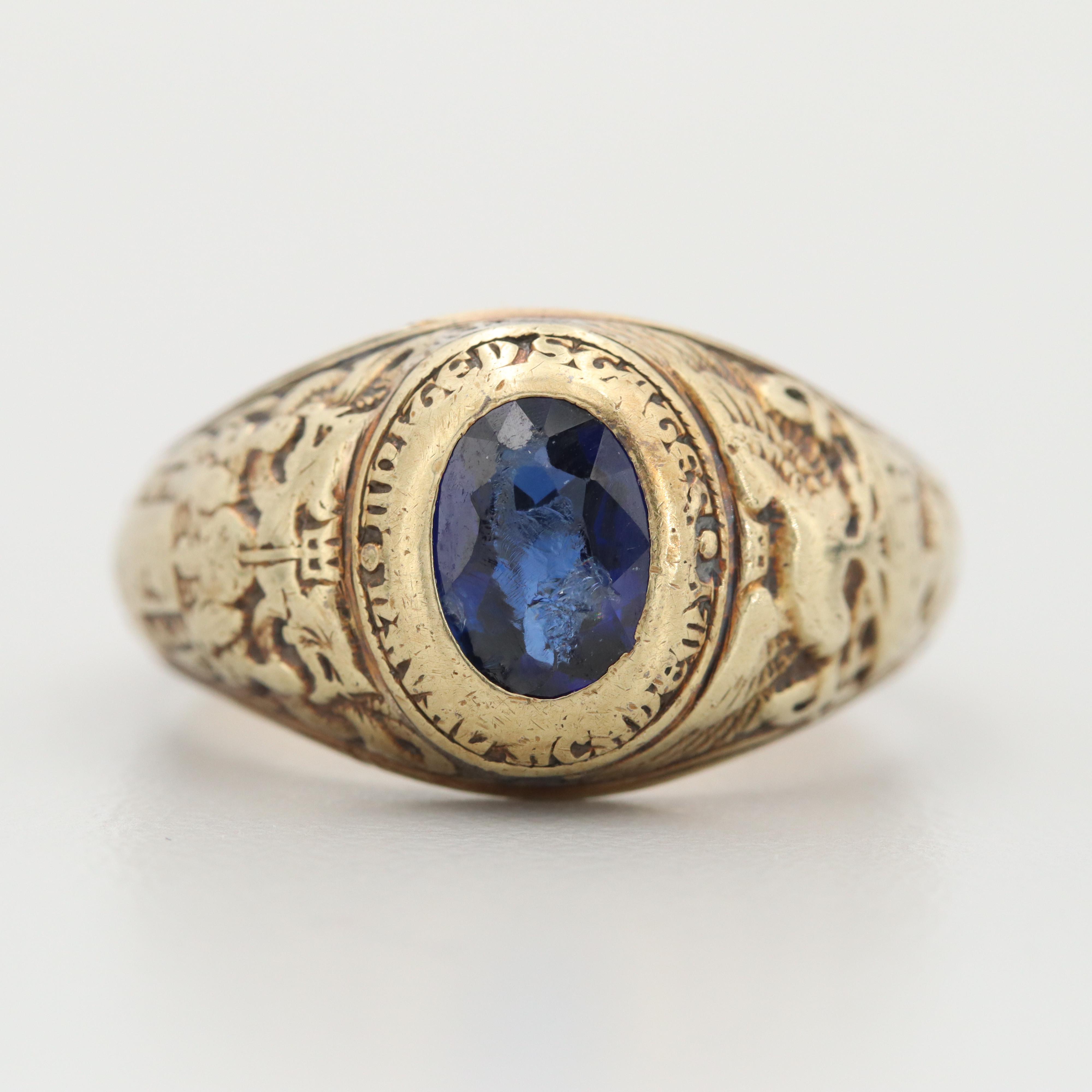 Vintage Naval Academy 14K Yellow Gold Star Sapphire Class Ring