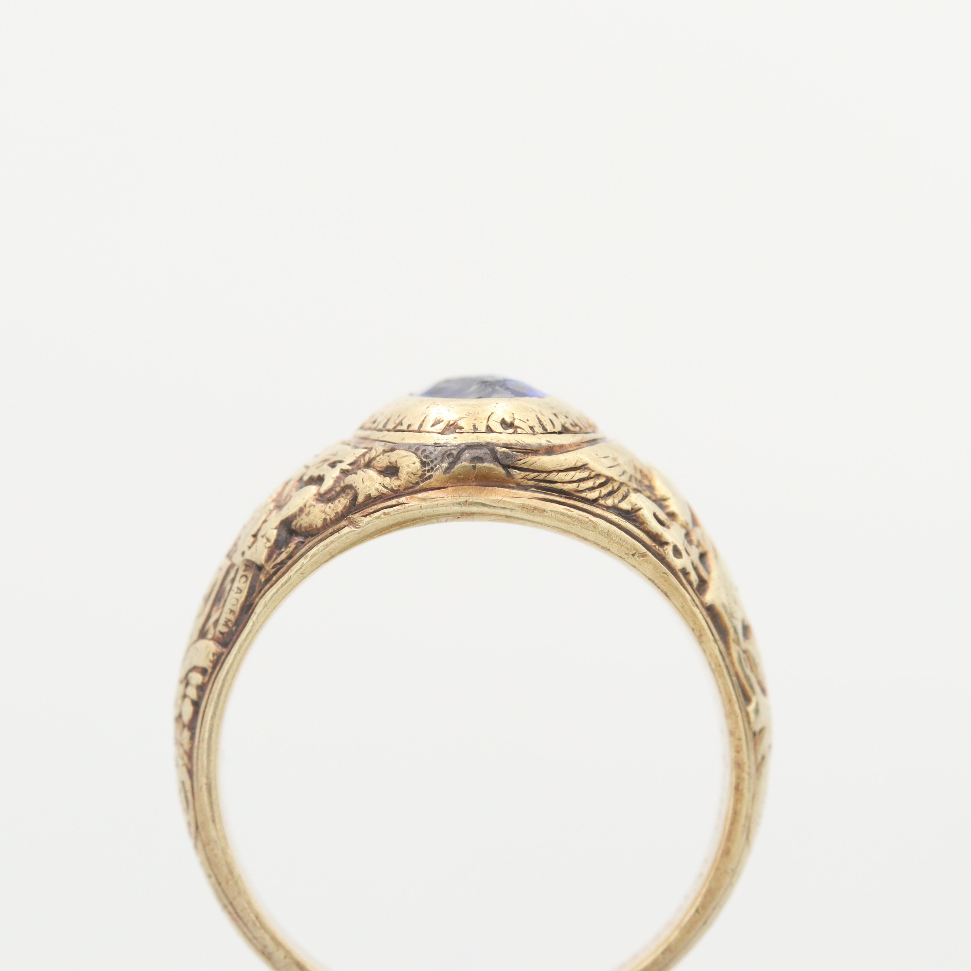 Vintage Naval Academy 14K Yellow Gold Star Sapphire Class Ring