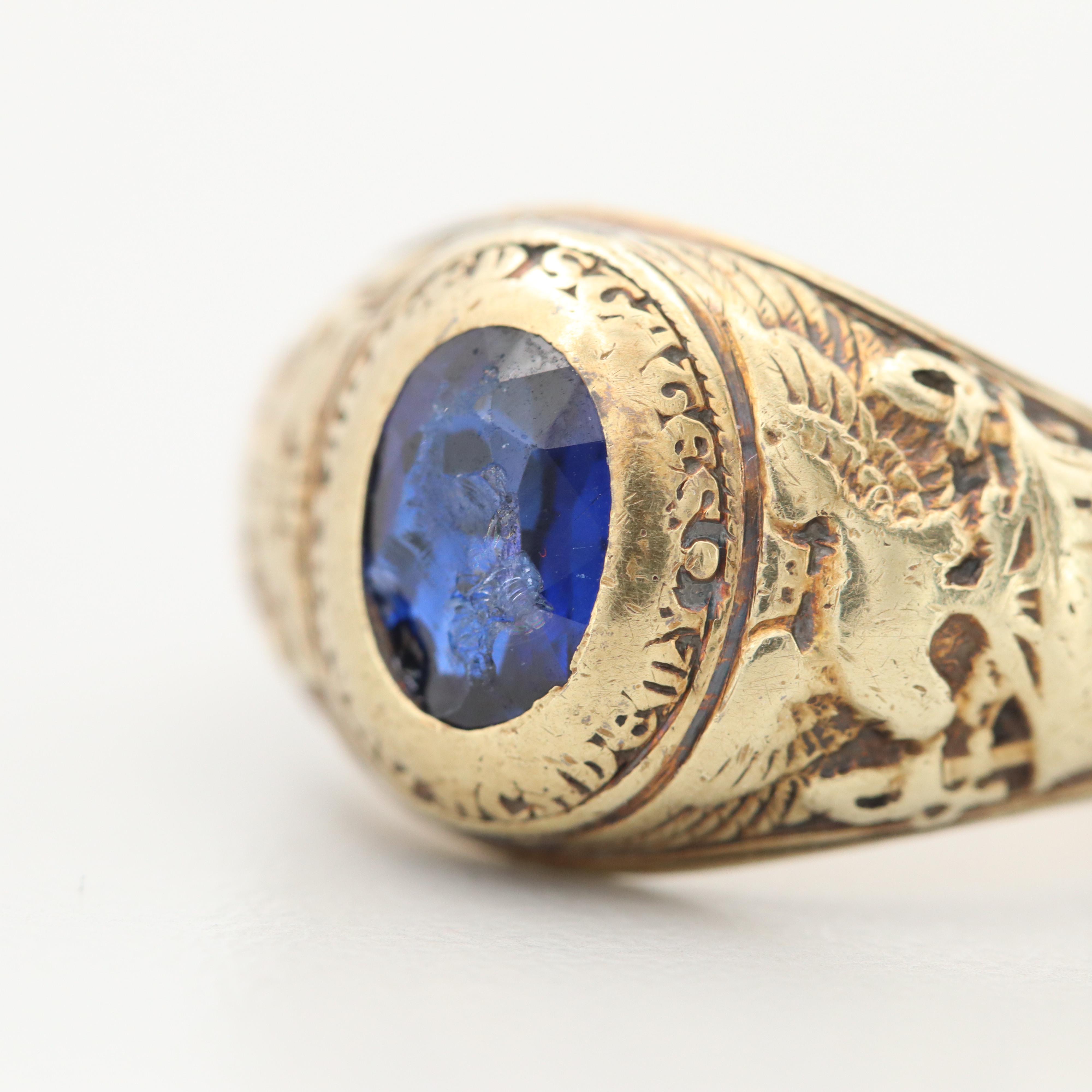 Vintage Naval Academy 14K Yellow Gold Star Sapphire Class Ring