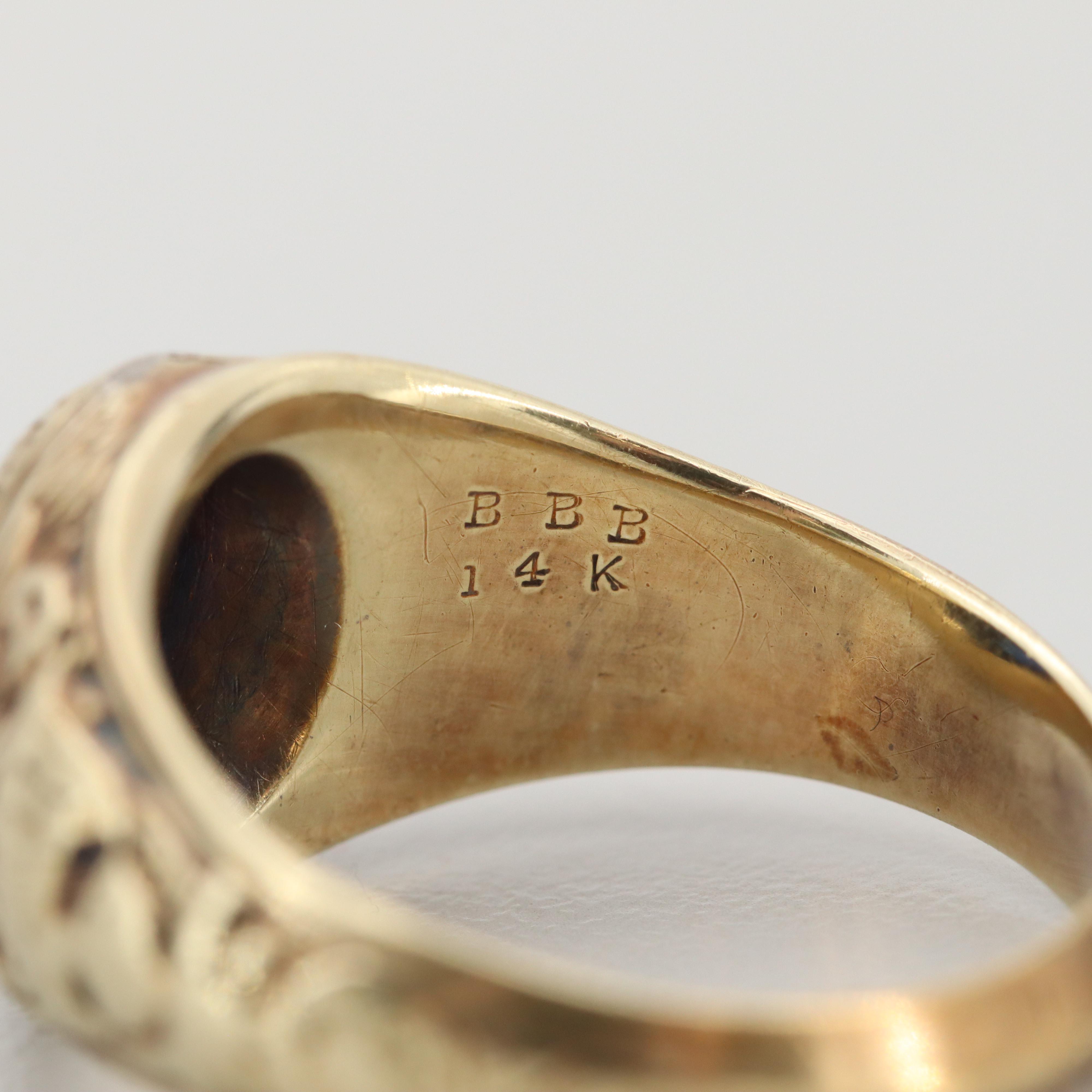 Vintage Naval Academy 14K Yellow Gold Star Sapphire Class Ring