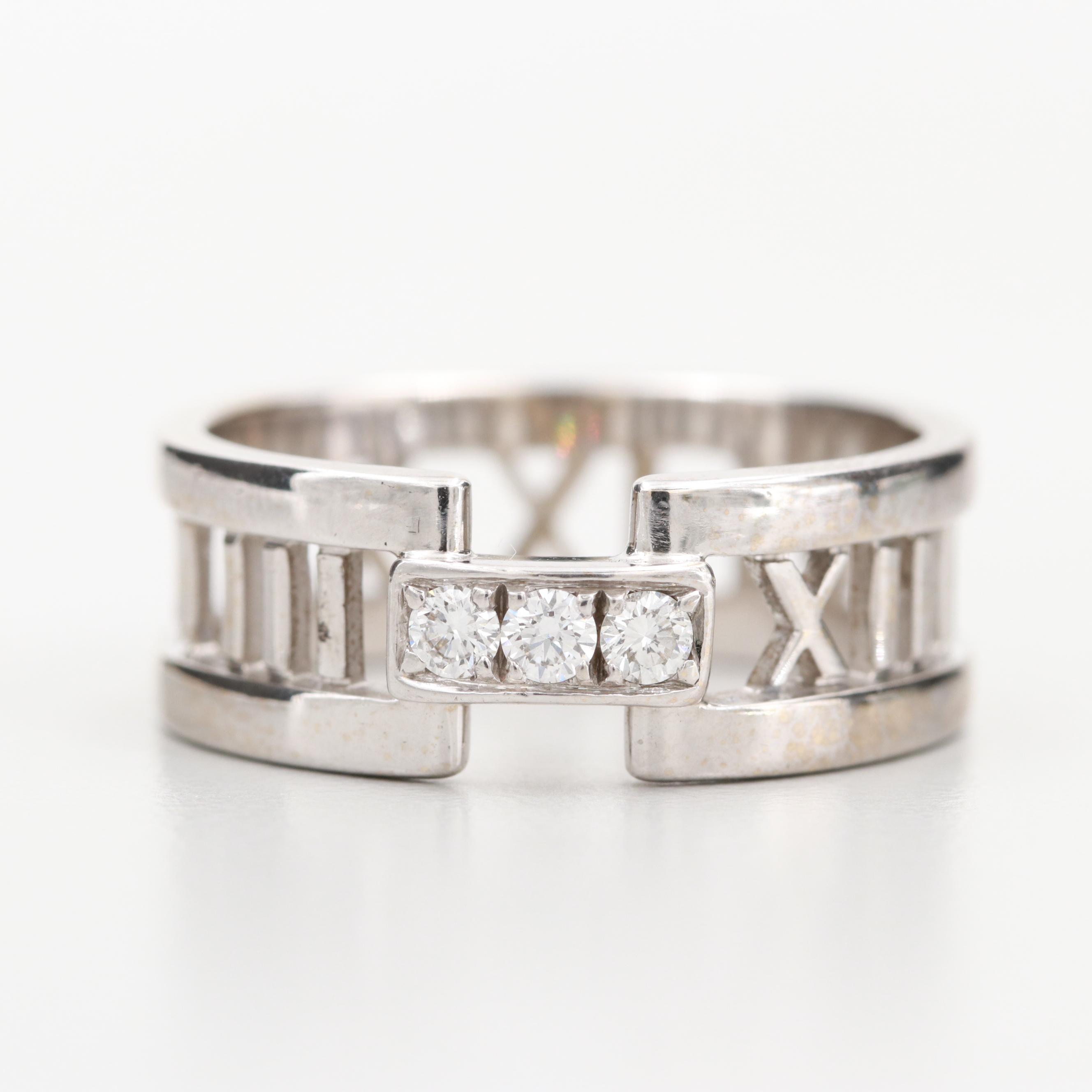 Tiffany & Co. "Atlas" 18K White Gold Diamond Ring