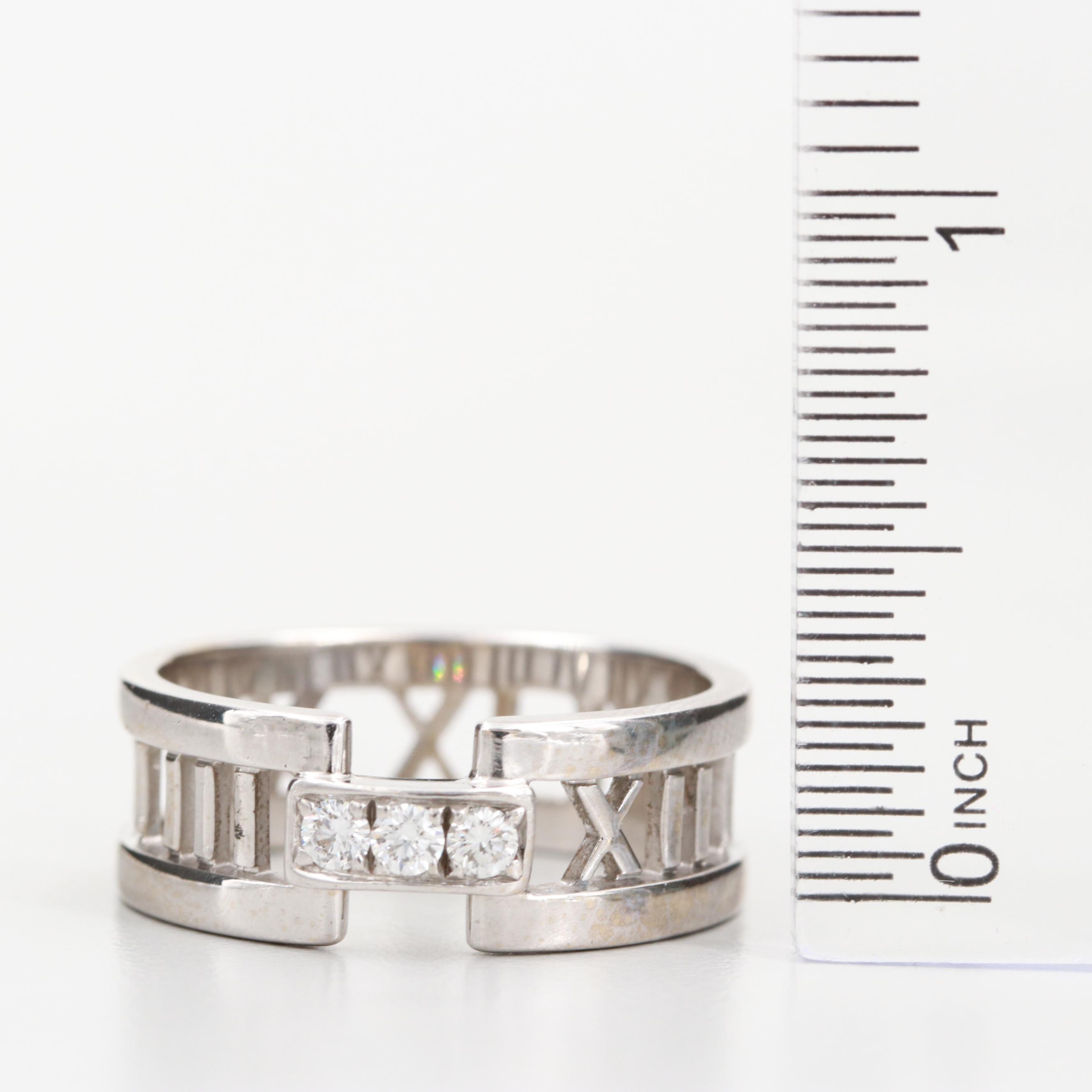 Tiffany & Co. "Atlas" 18K White Gold Diamond Ring