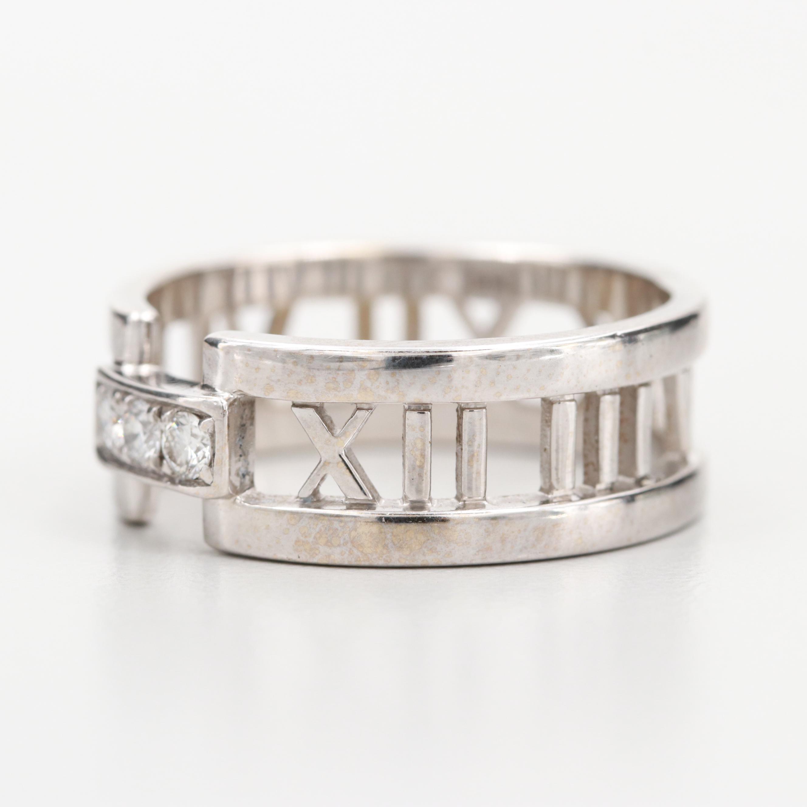 Tiffany & Co. "Atlas" 18K White Gold Diamond Ring