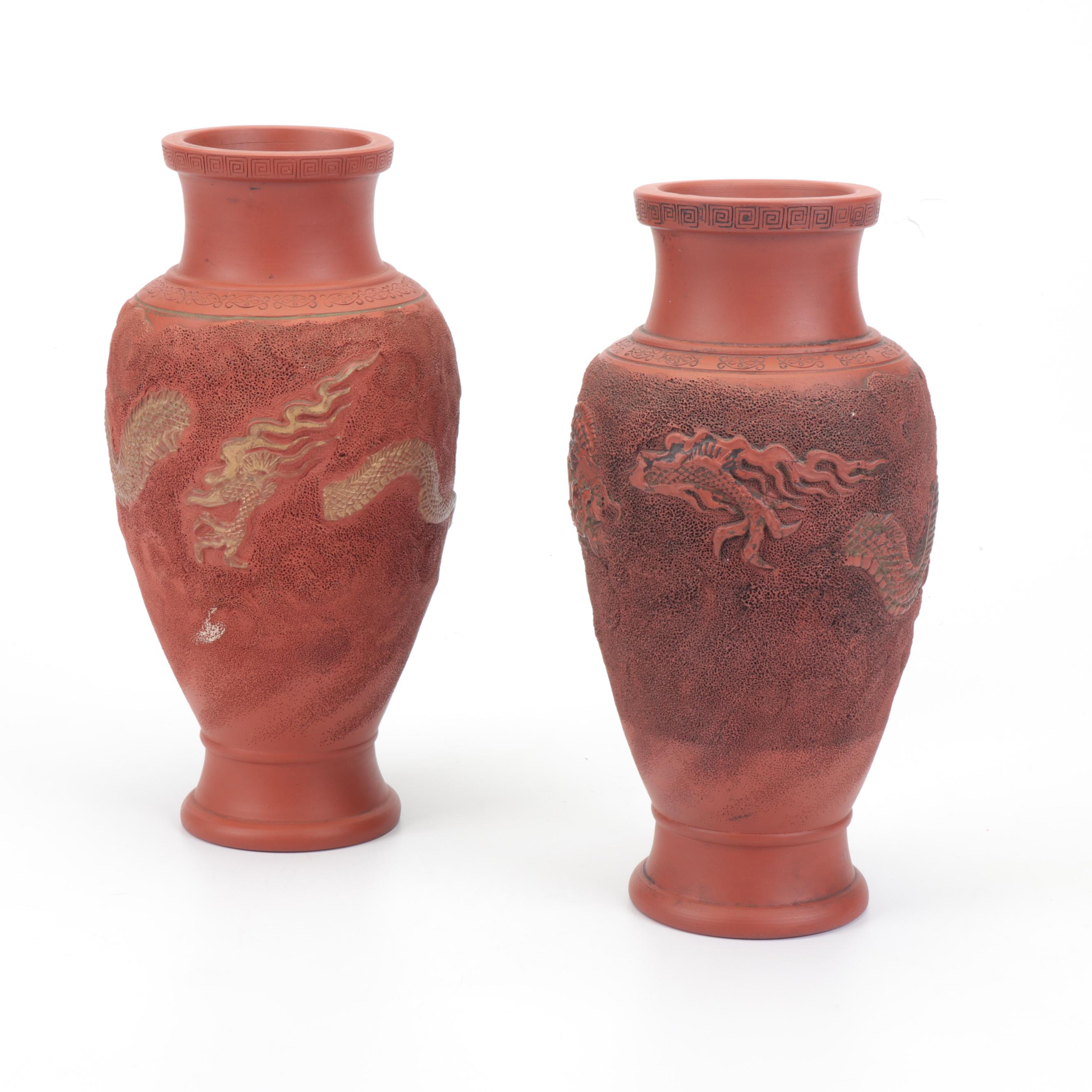 Japanese Tokoname Redware Vases, Early 20th Century