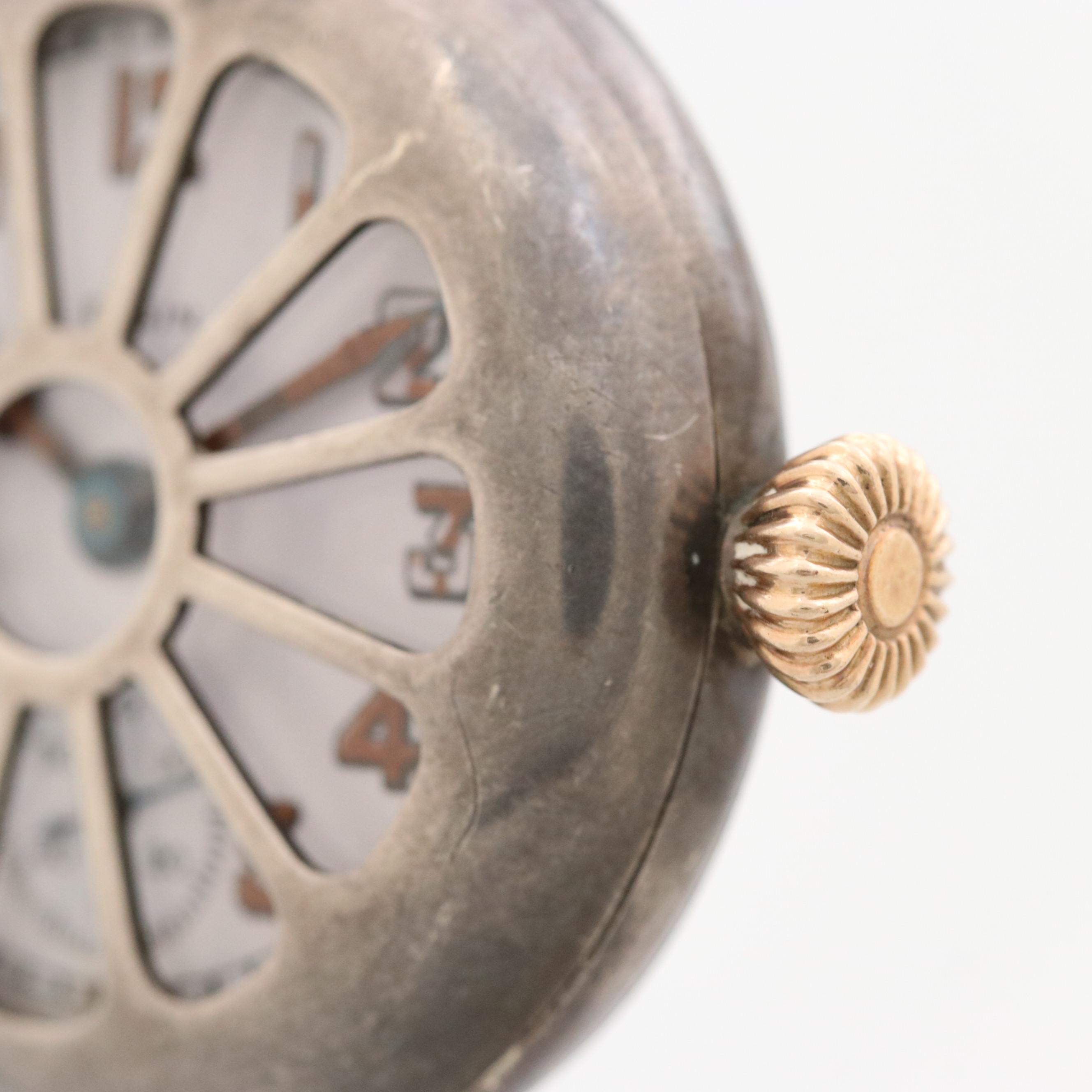 Antique Elgin Sterling Silver Trench Watch With Shrapnel Guard