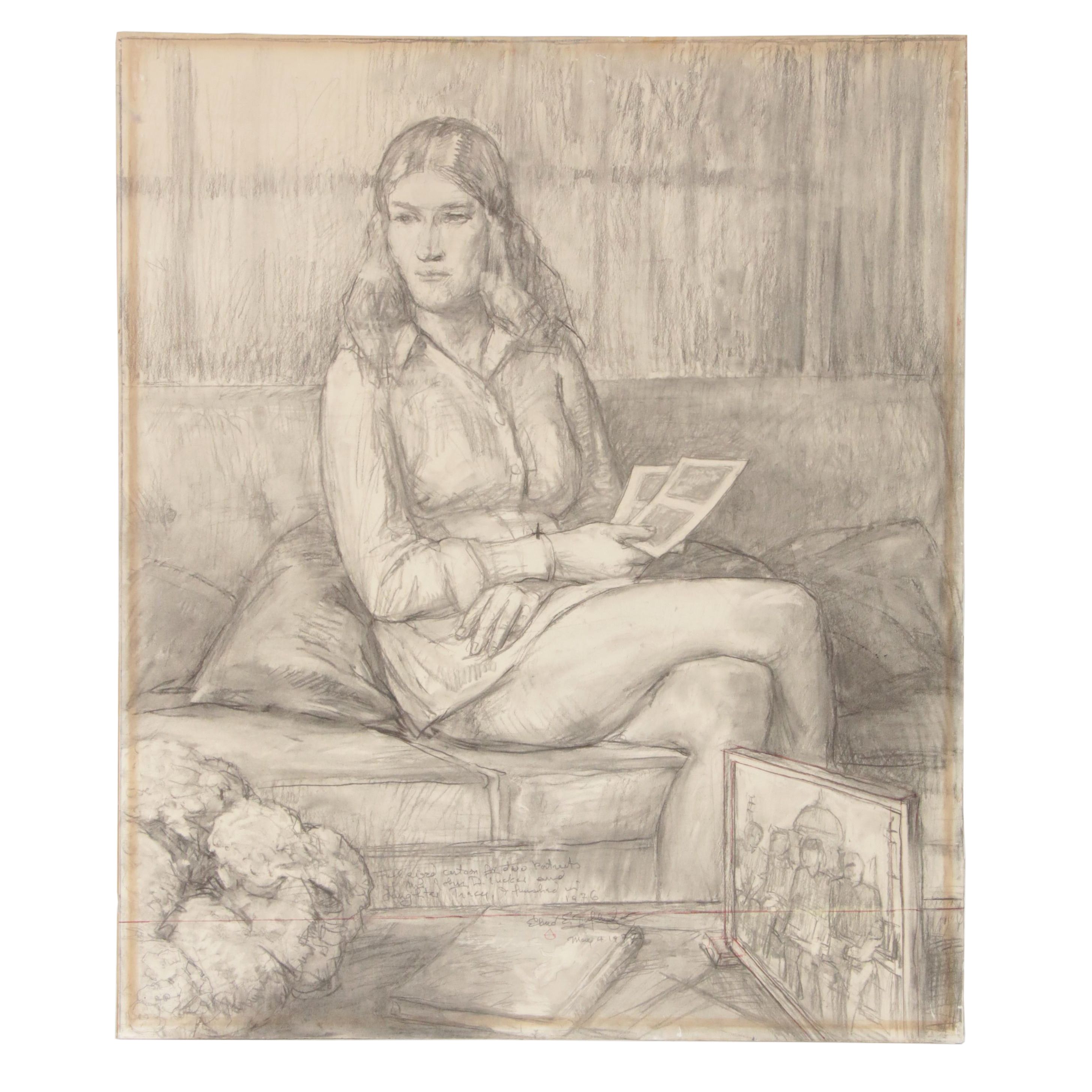 Elmer Taflinger Oil Painting and Graphite Study "Tracy"