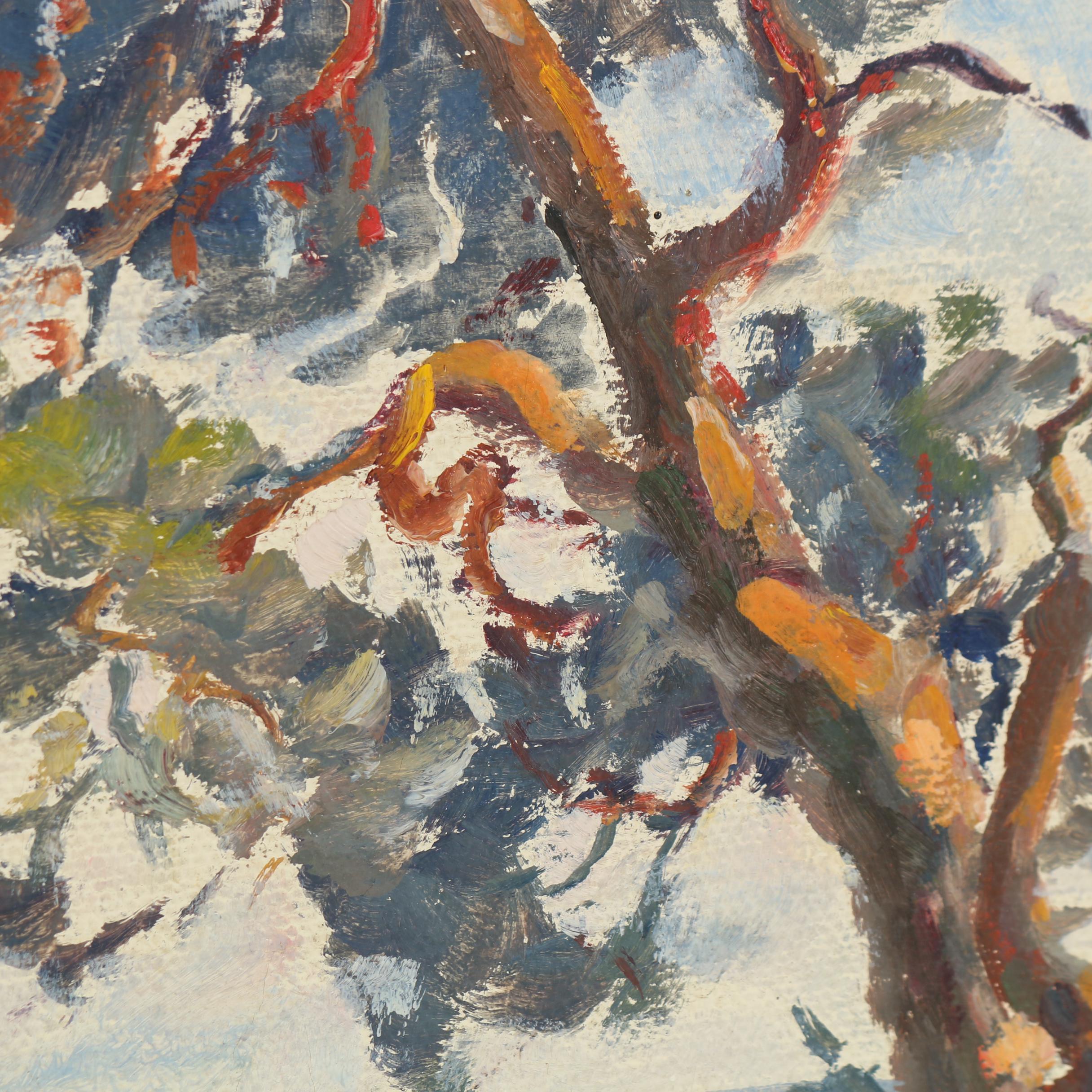 Thure Malmberg  Oil Painting of Coastal View with Tree