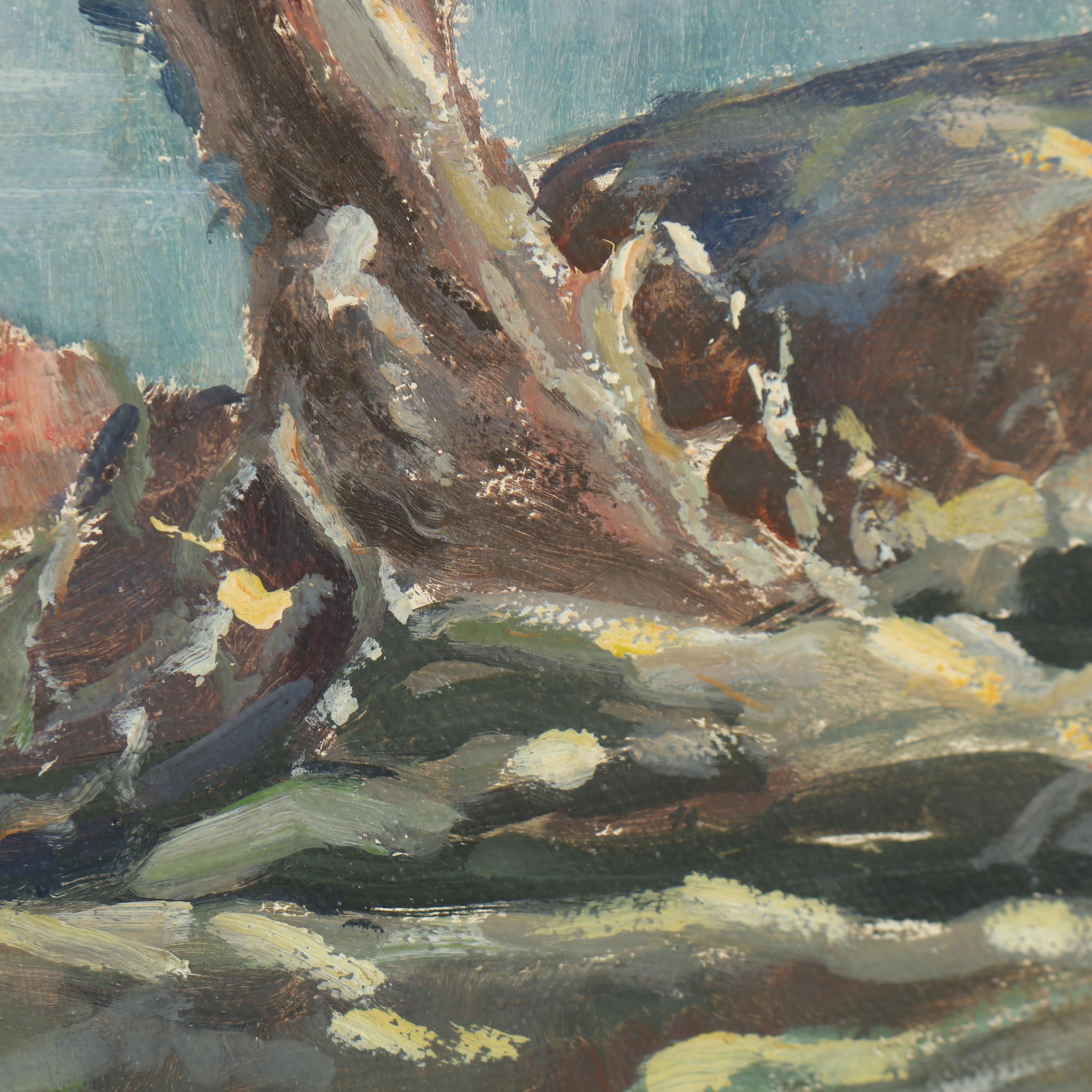 Thure Malmberg  Oil Painting of Coastal View with Tree