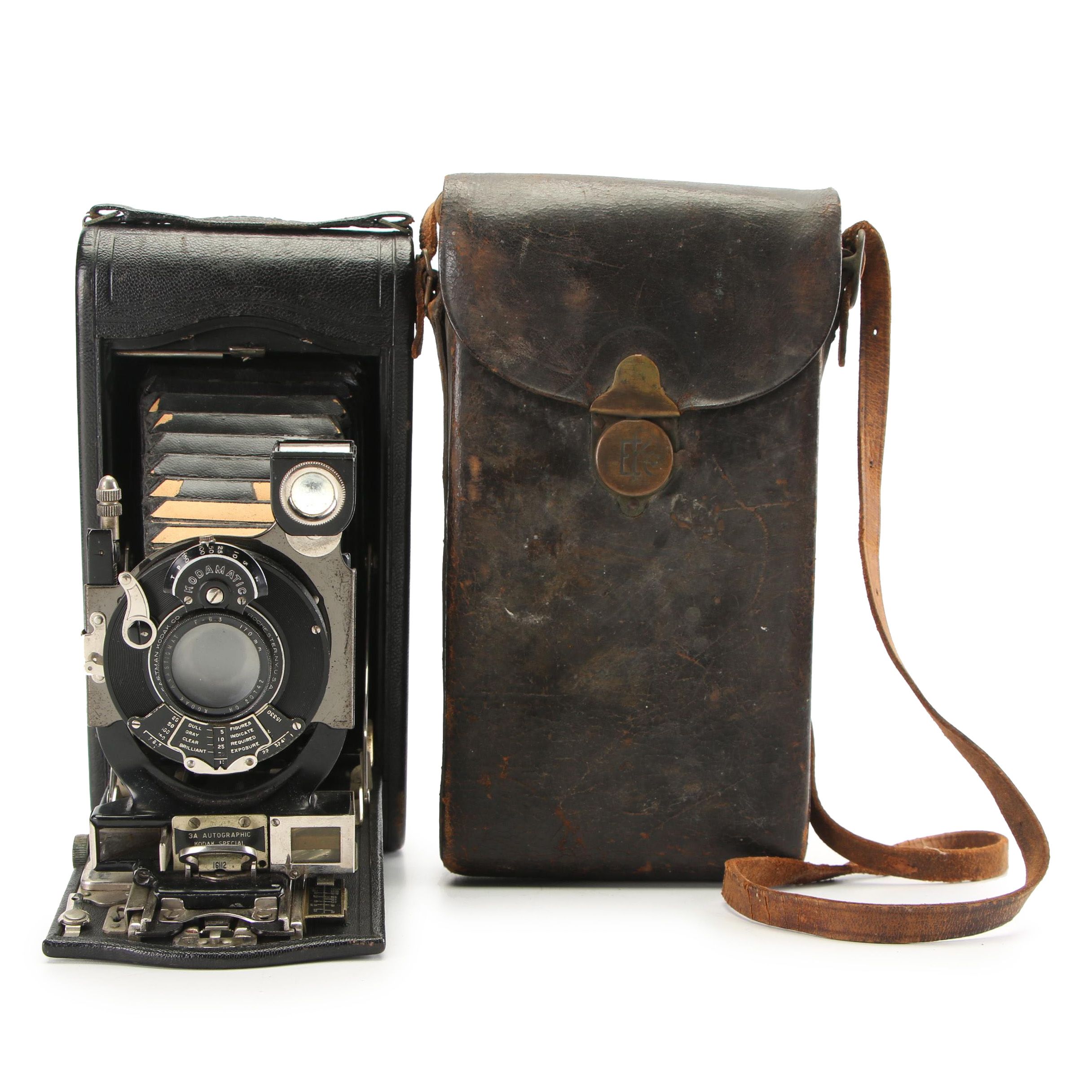 Vintage Kodak 3A Autographic Model B Brownie Camera with Camera Bag