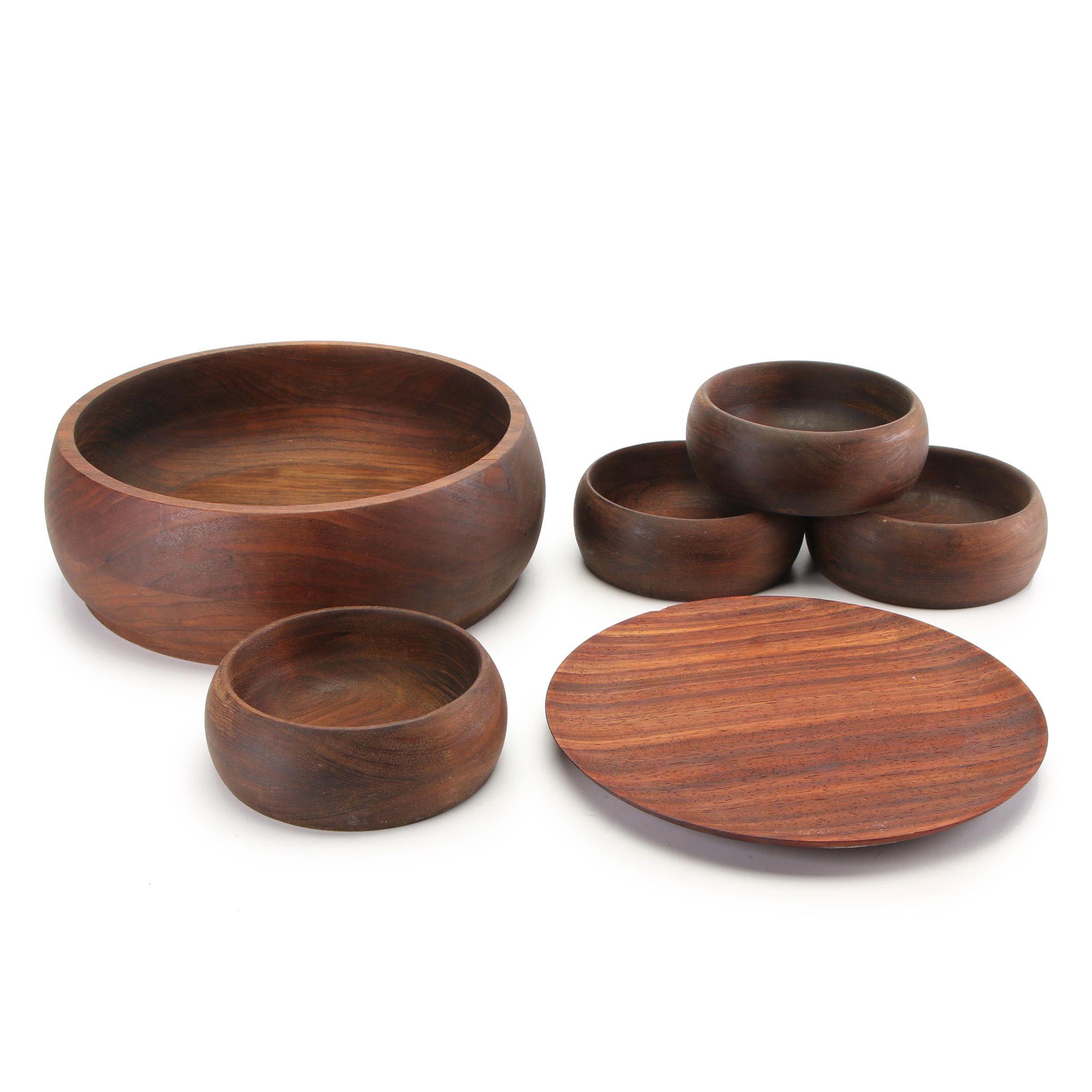 Danish Modern Style Acacia Wooden Bowls and Platter
