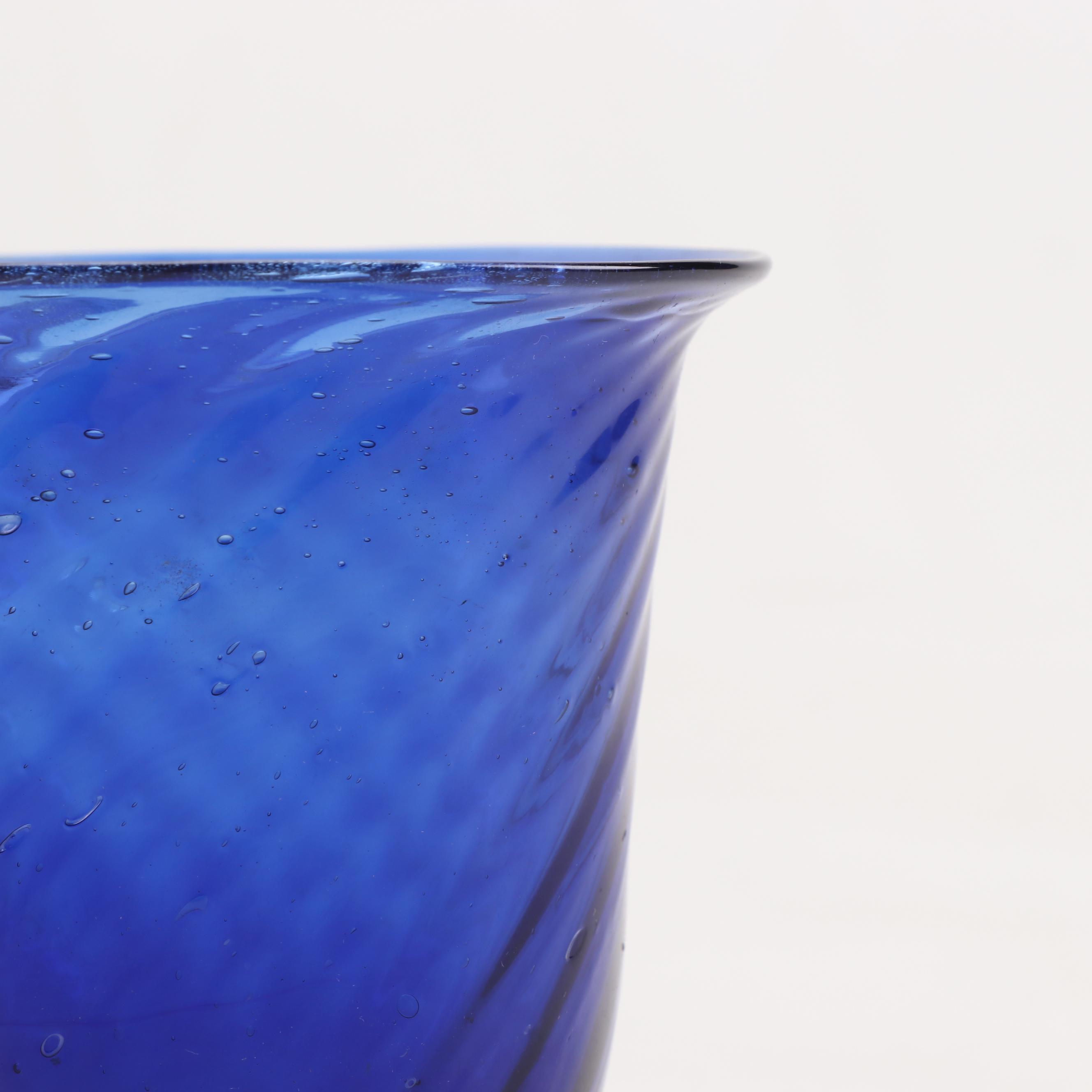 Blue Blown Glass Swirl Cups