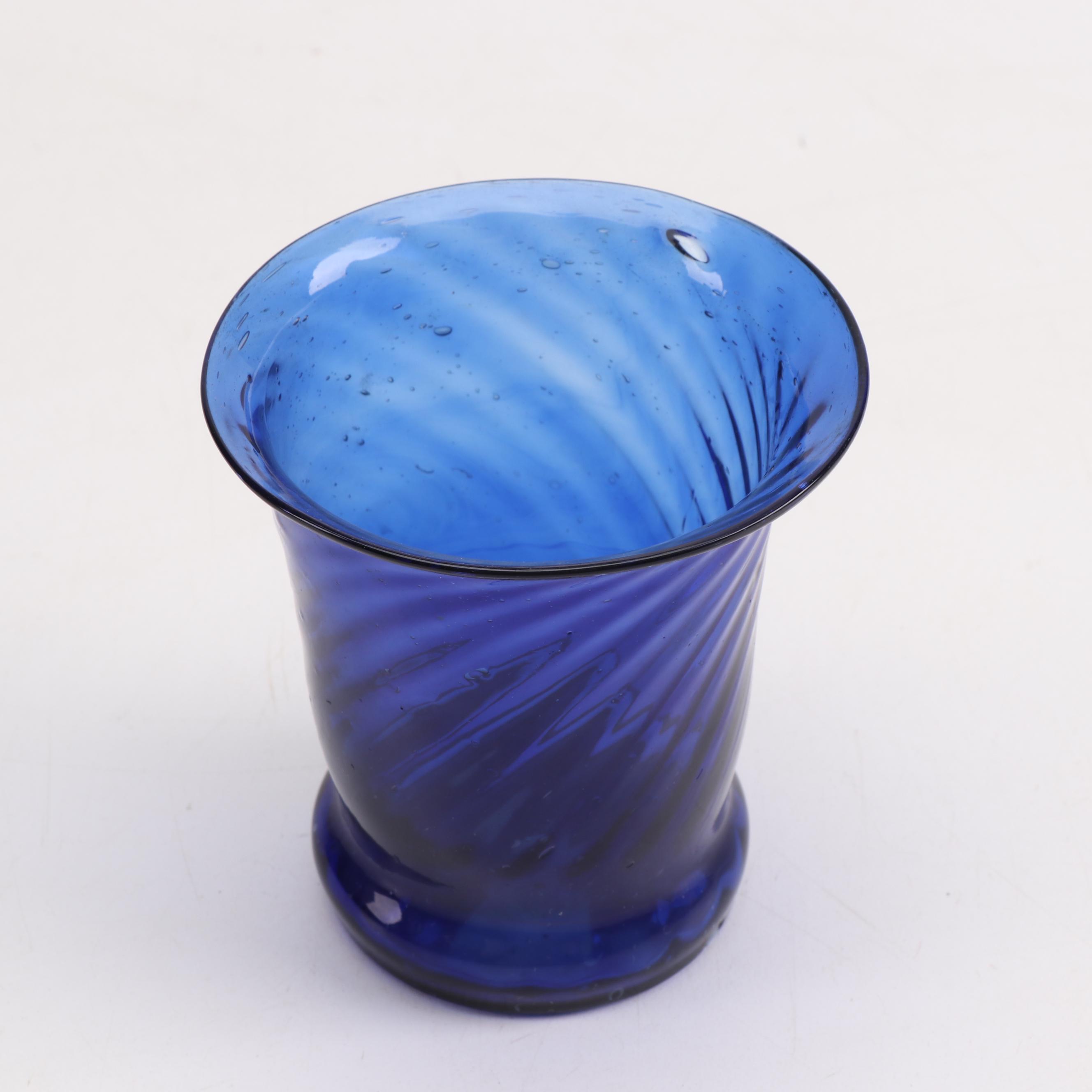 Blue Blown Glass Swirl Cups
