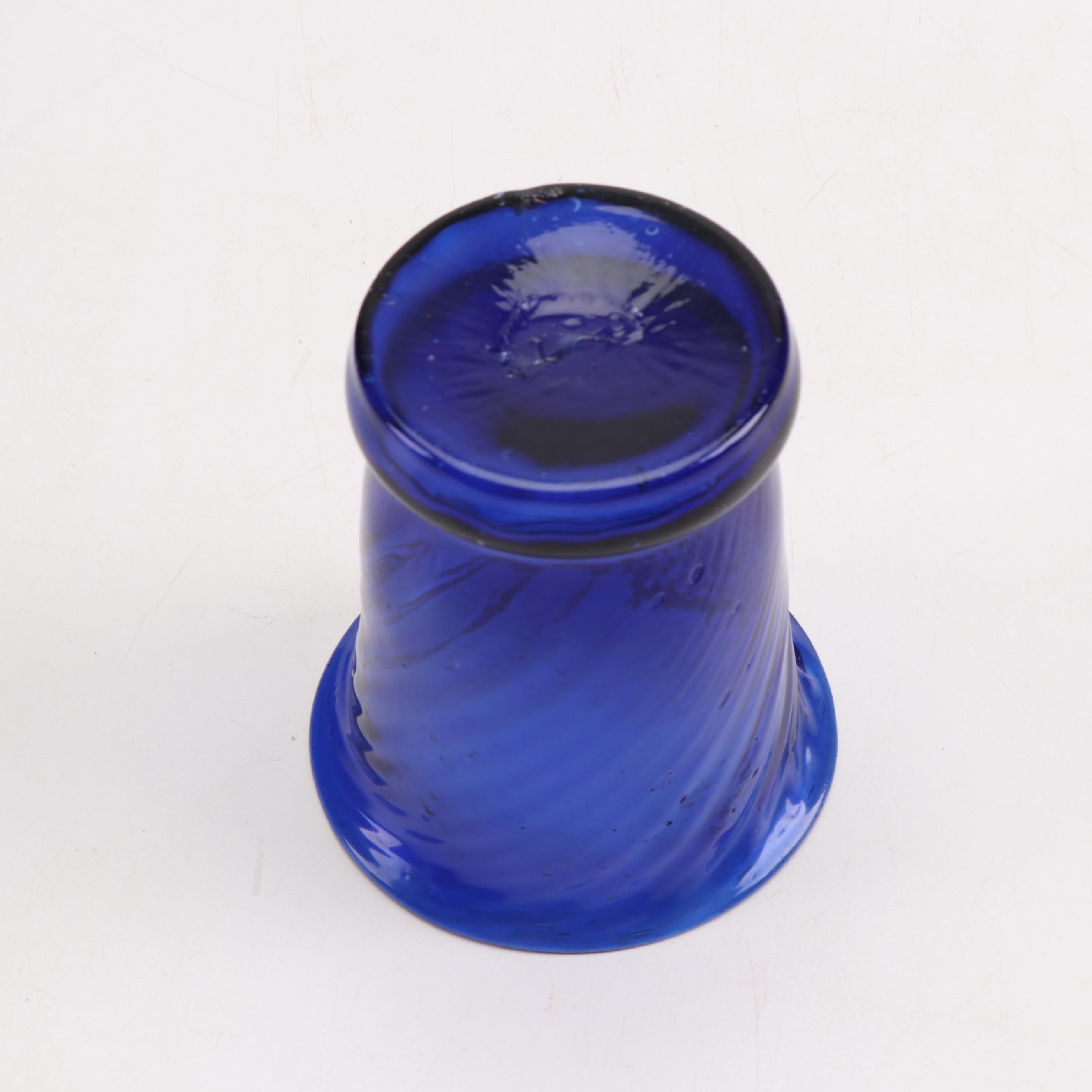 Blue Blown Glass Swirl Cups