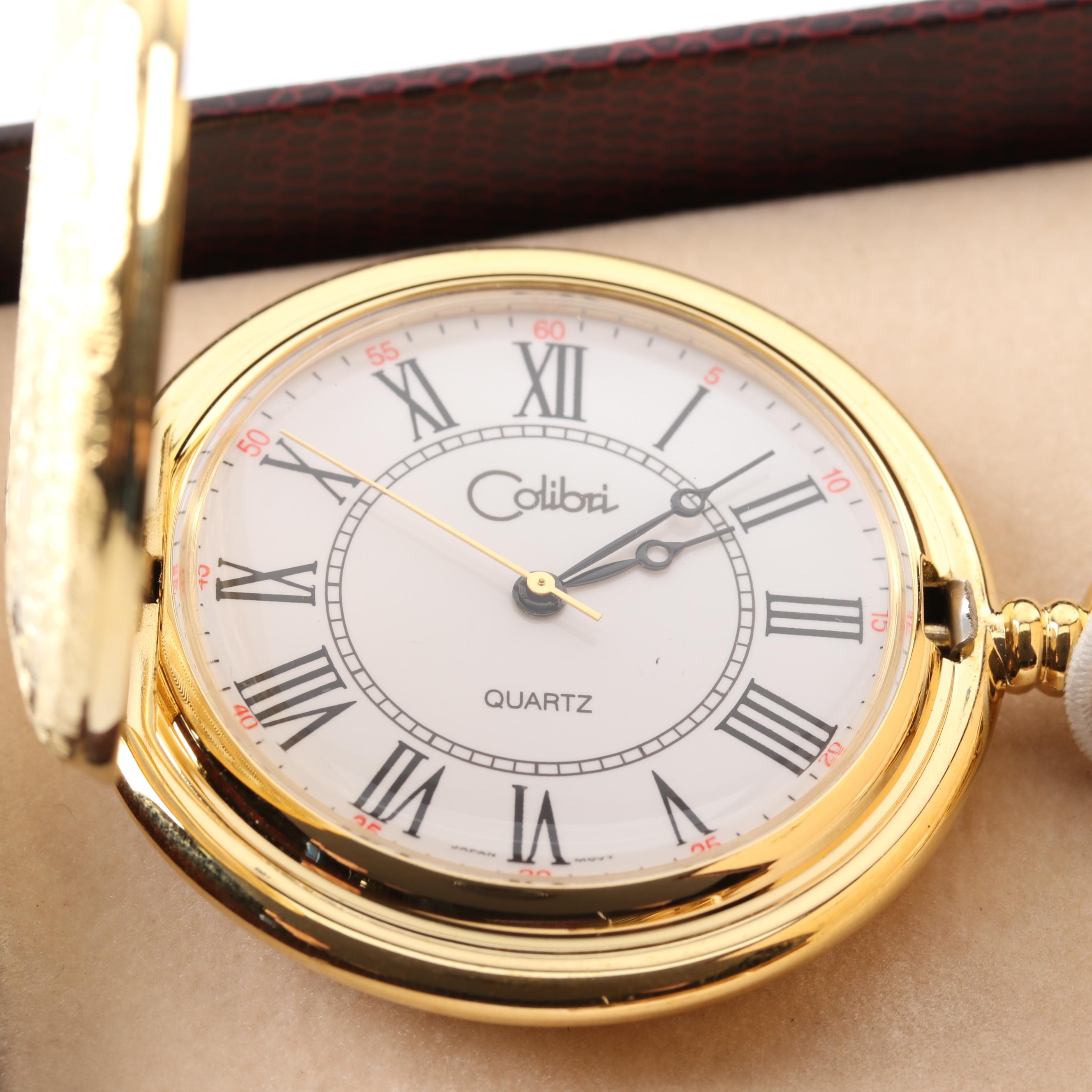 Colibri of London Silver Gold Tone Pocket Watch and Gold Filled Money Clip