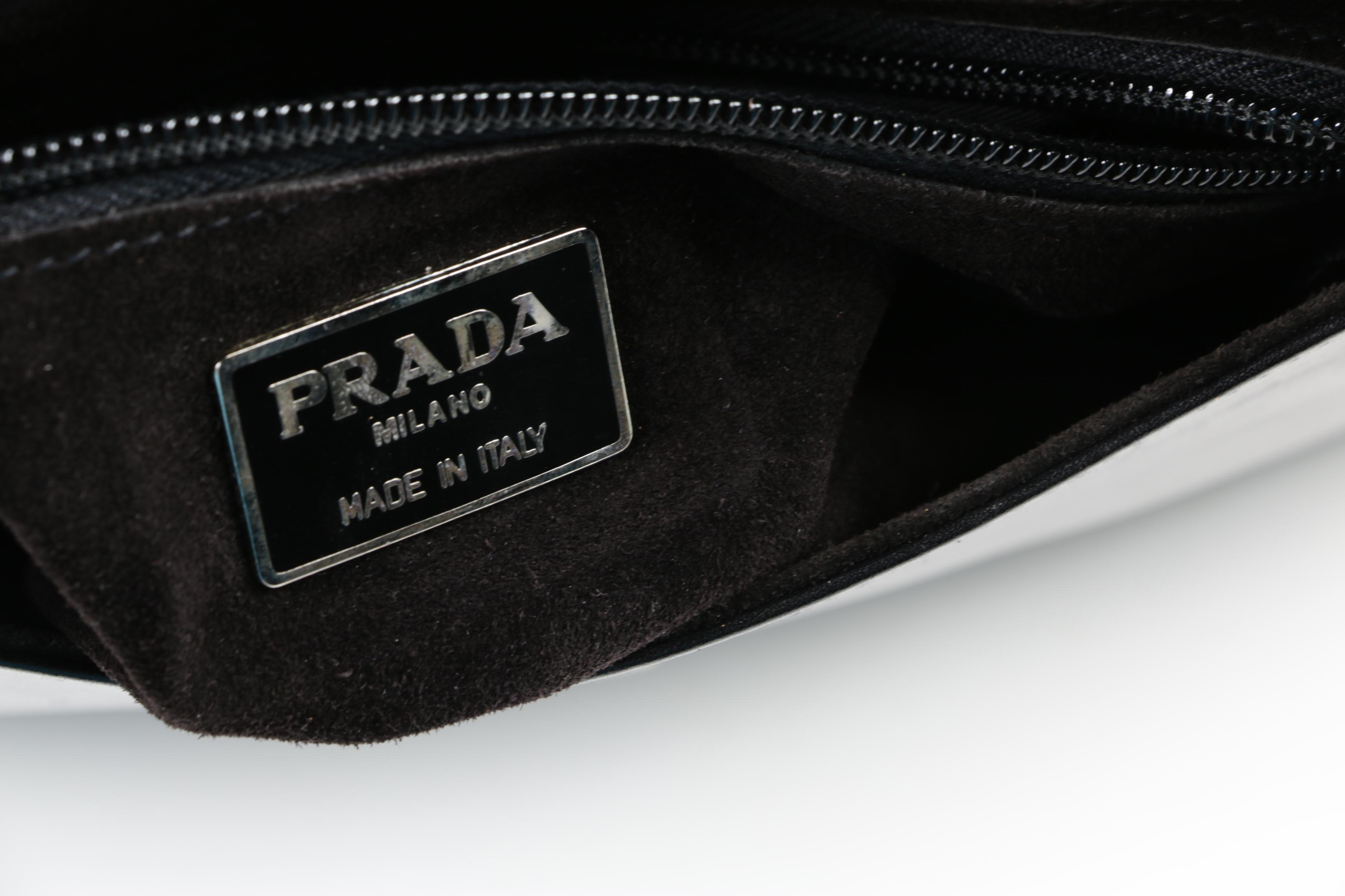Prada Black Leather Flap Front Shoulder Bag