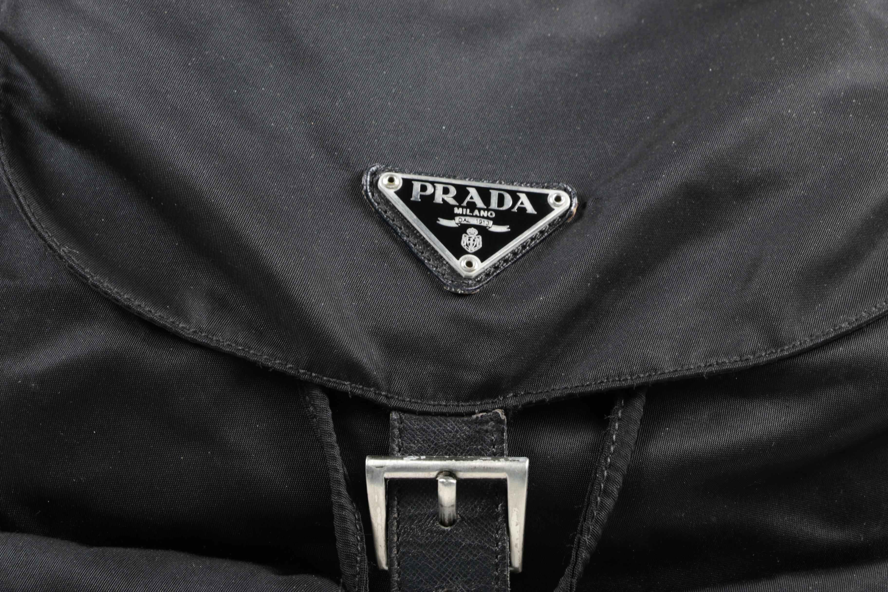Prada Black Nylon and Saffiano Leather Backpack Purse