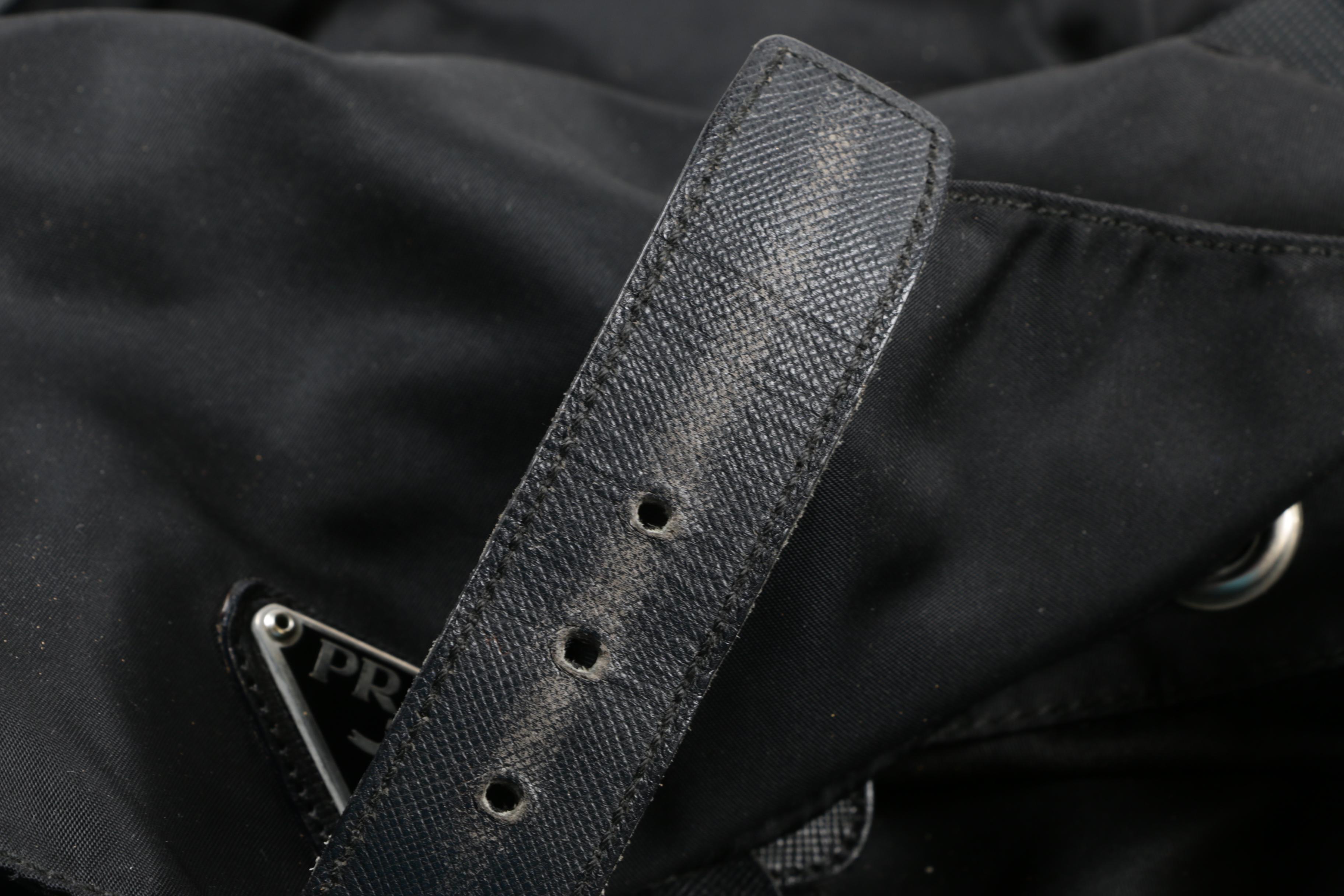 Prada Black Nylon and Saffiano Leather Backpack Purse