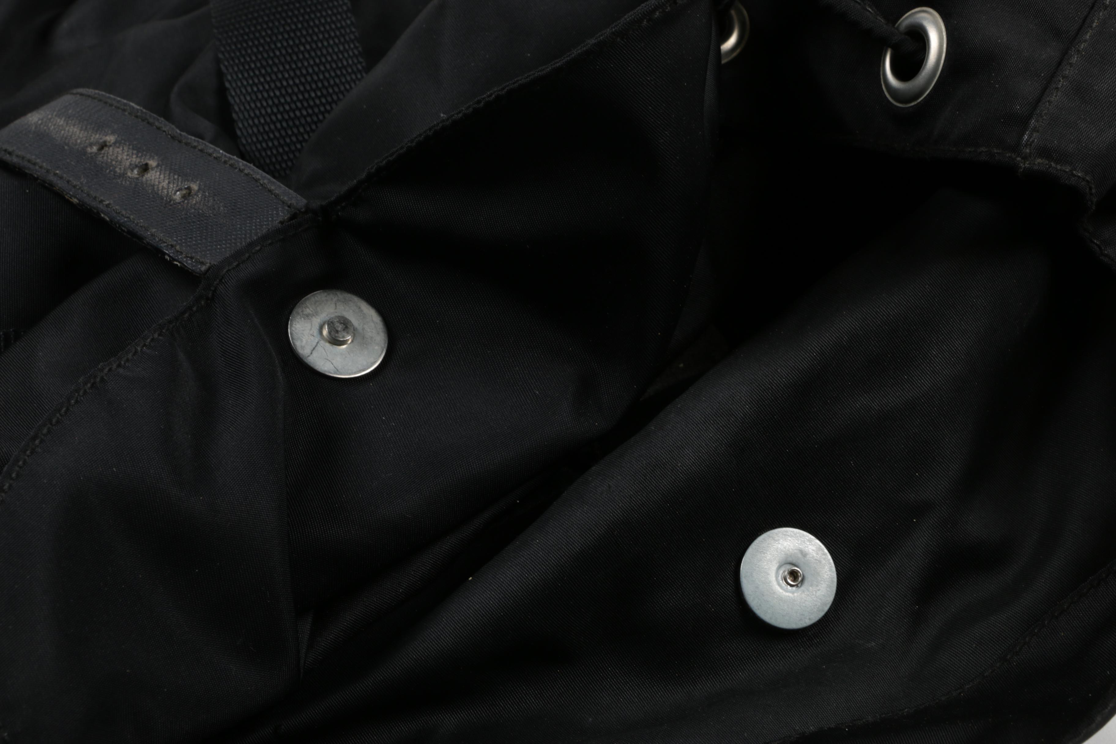 Prada Black Nylon and Saffiano Leather Backpack Purse