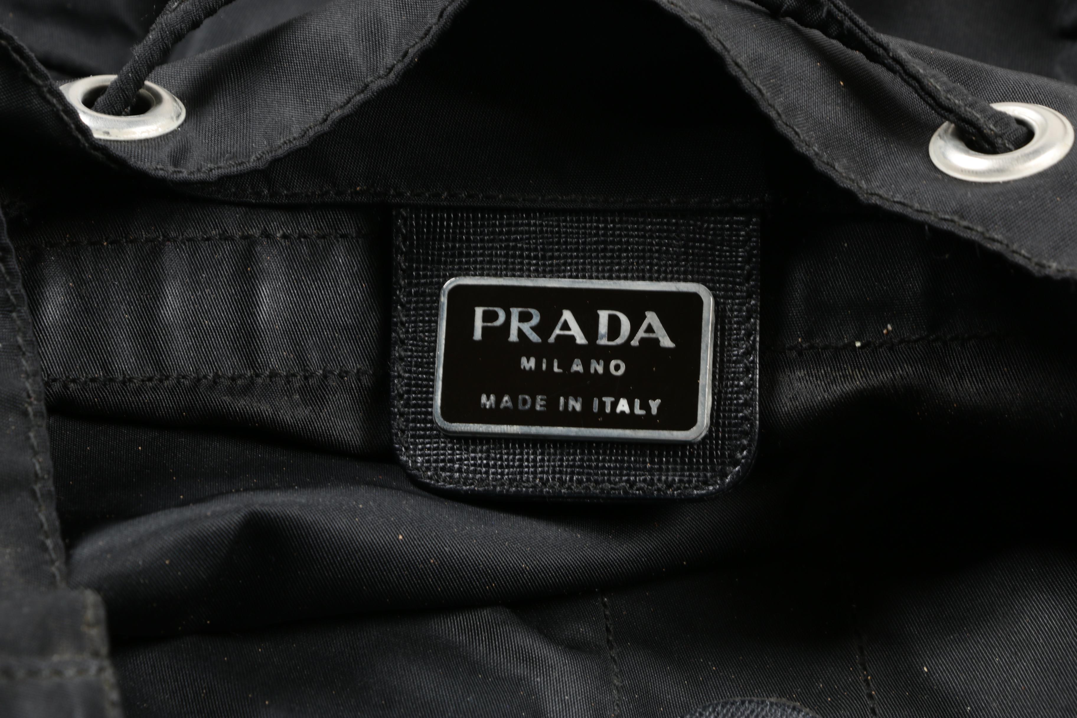 Prada Black Nylon and Saffiano Leather Backpack Purse