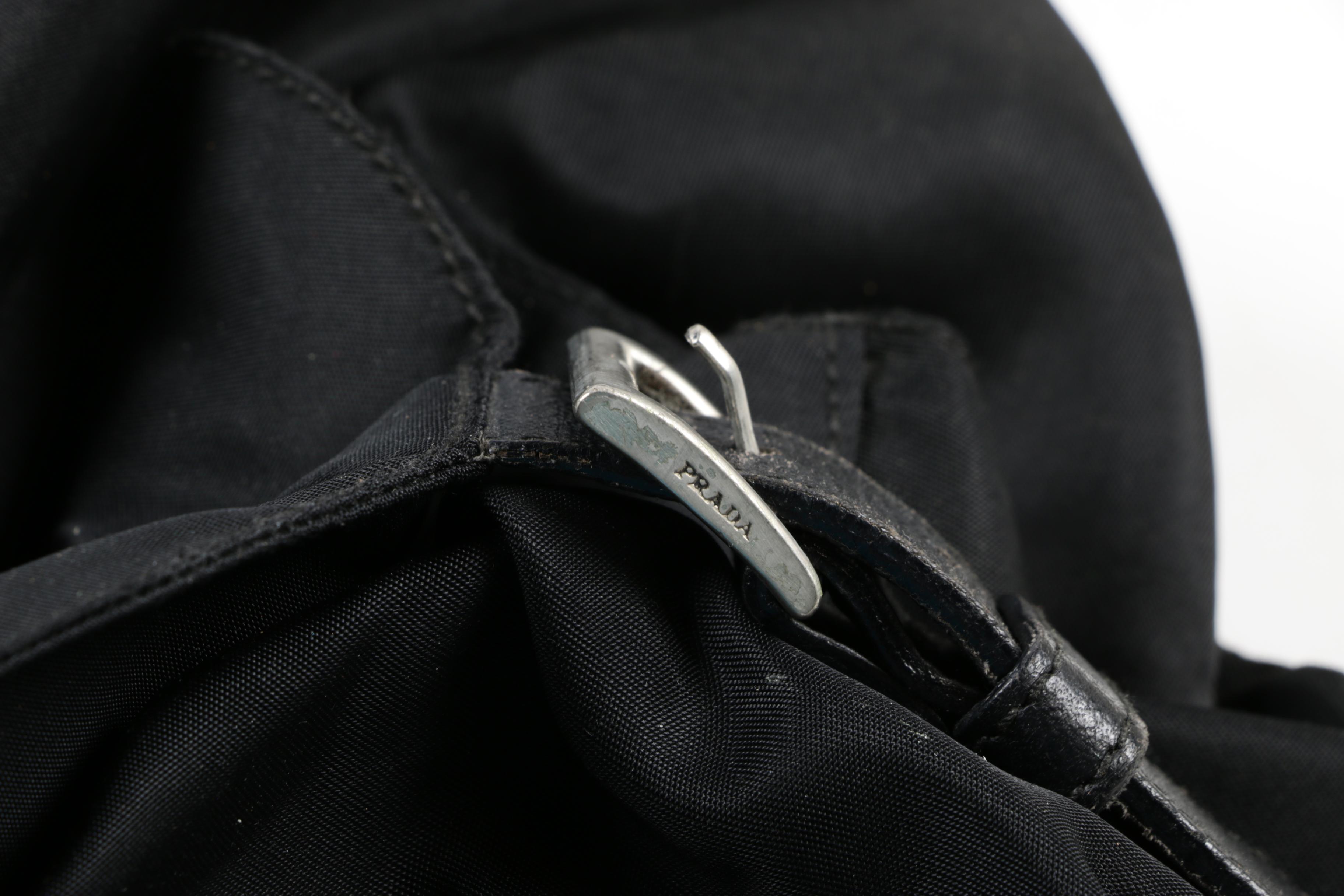 Prada Black Nylon and Saffiano Leather Backpack Purse
