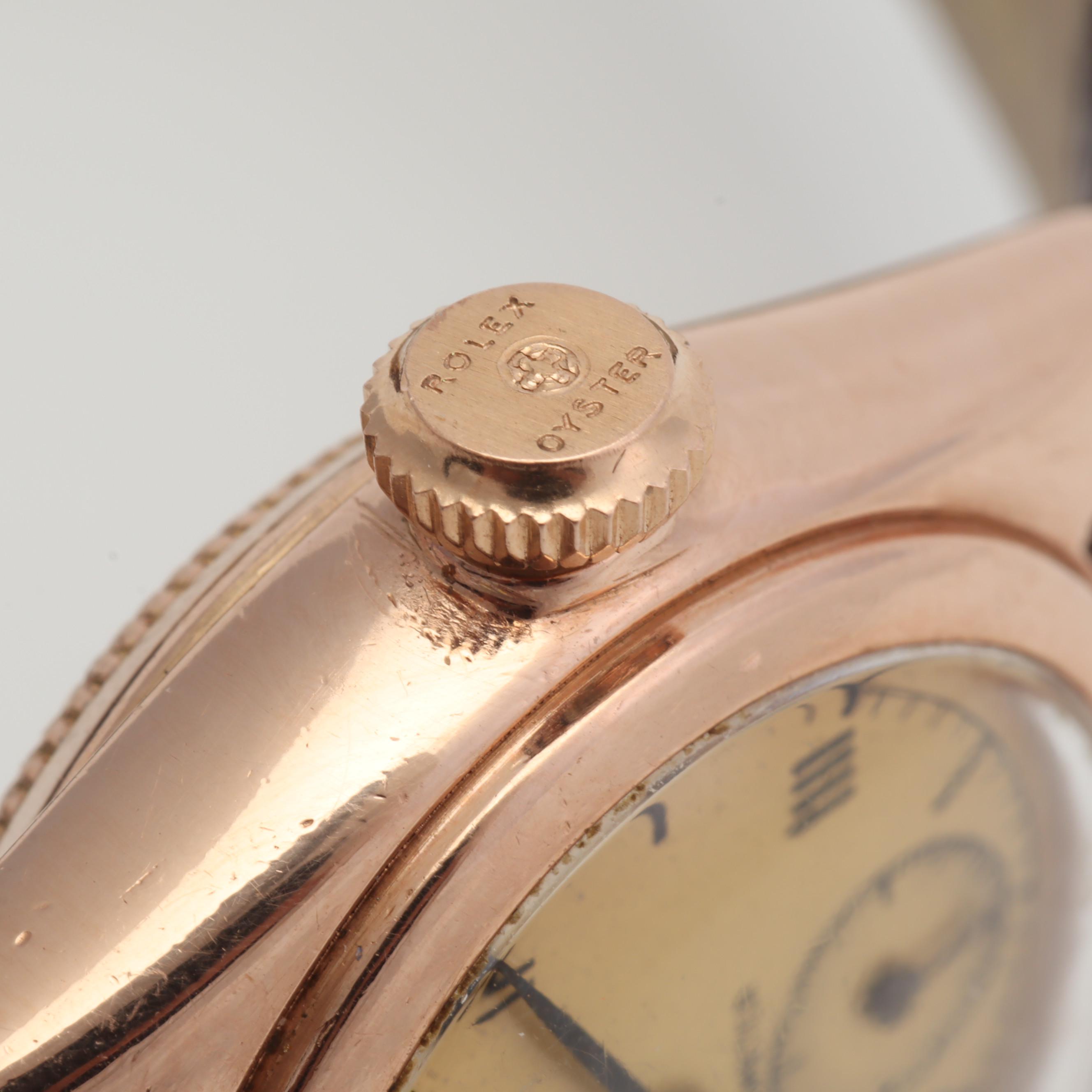 Ladies Rolex Oyster Perpetual Chronometer 14K Rose Gold 24MM Watch, Circa 1930