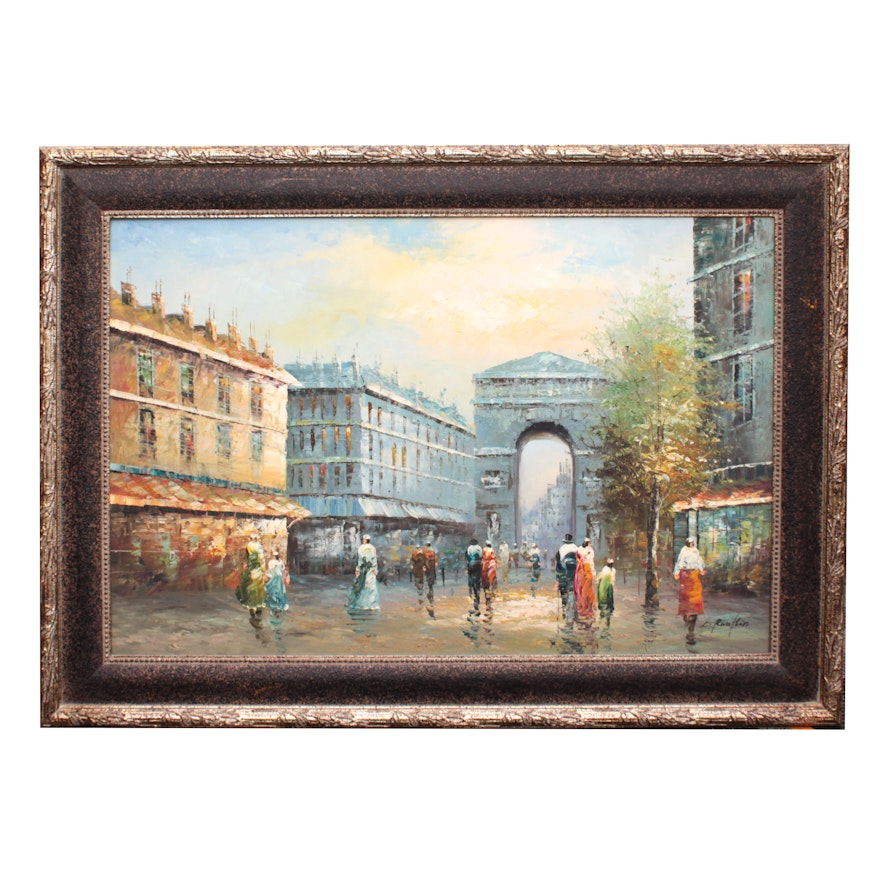 C. Ranflin Oil Painting of Street Scene