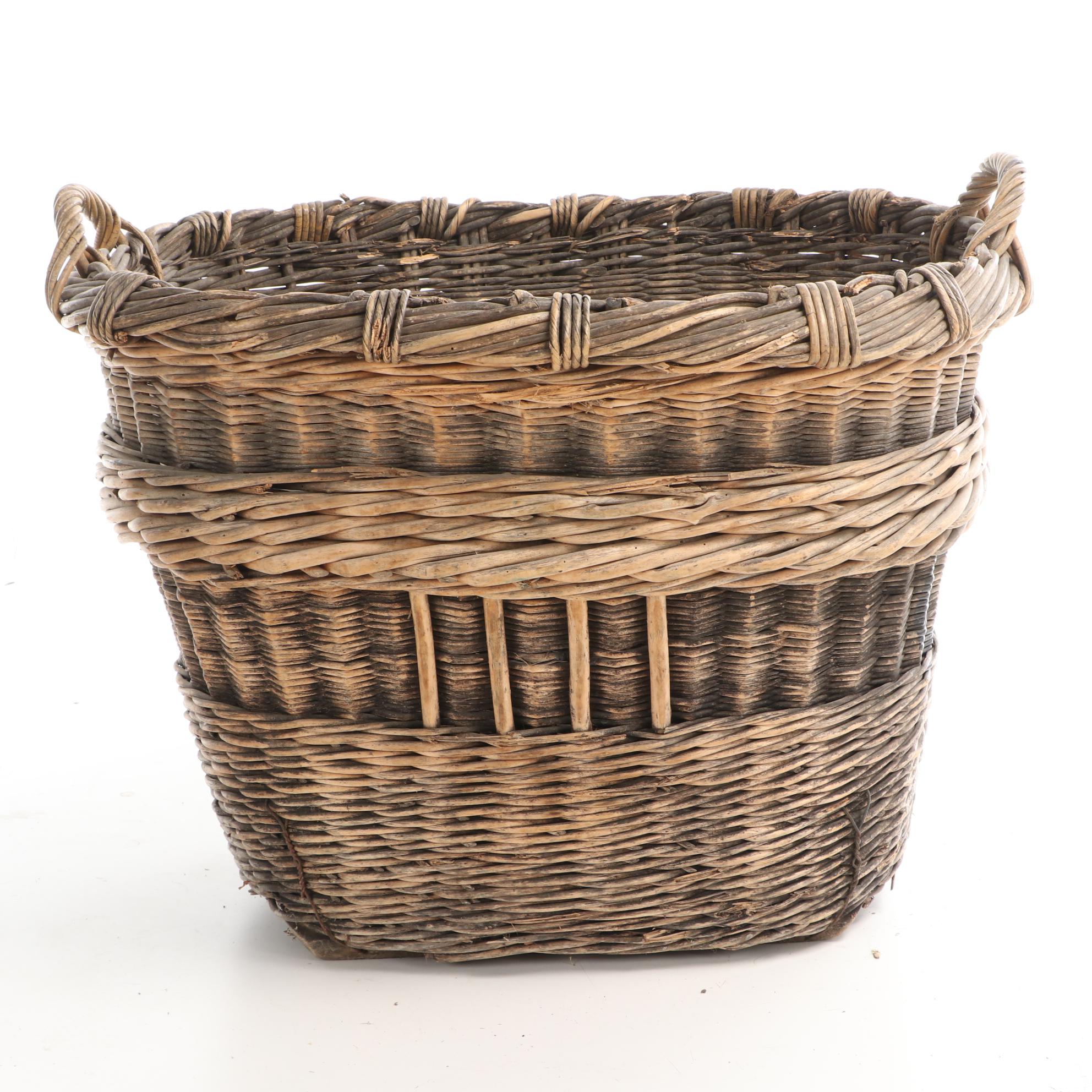 Large Woven Wicker Harvest Basket