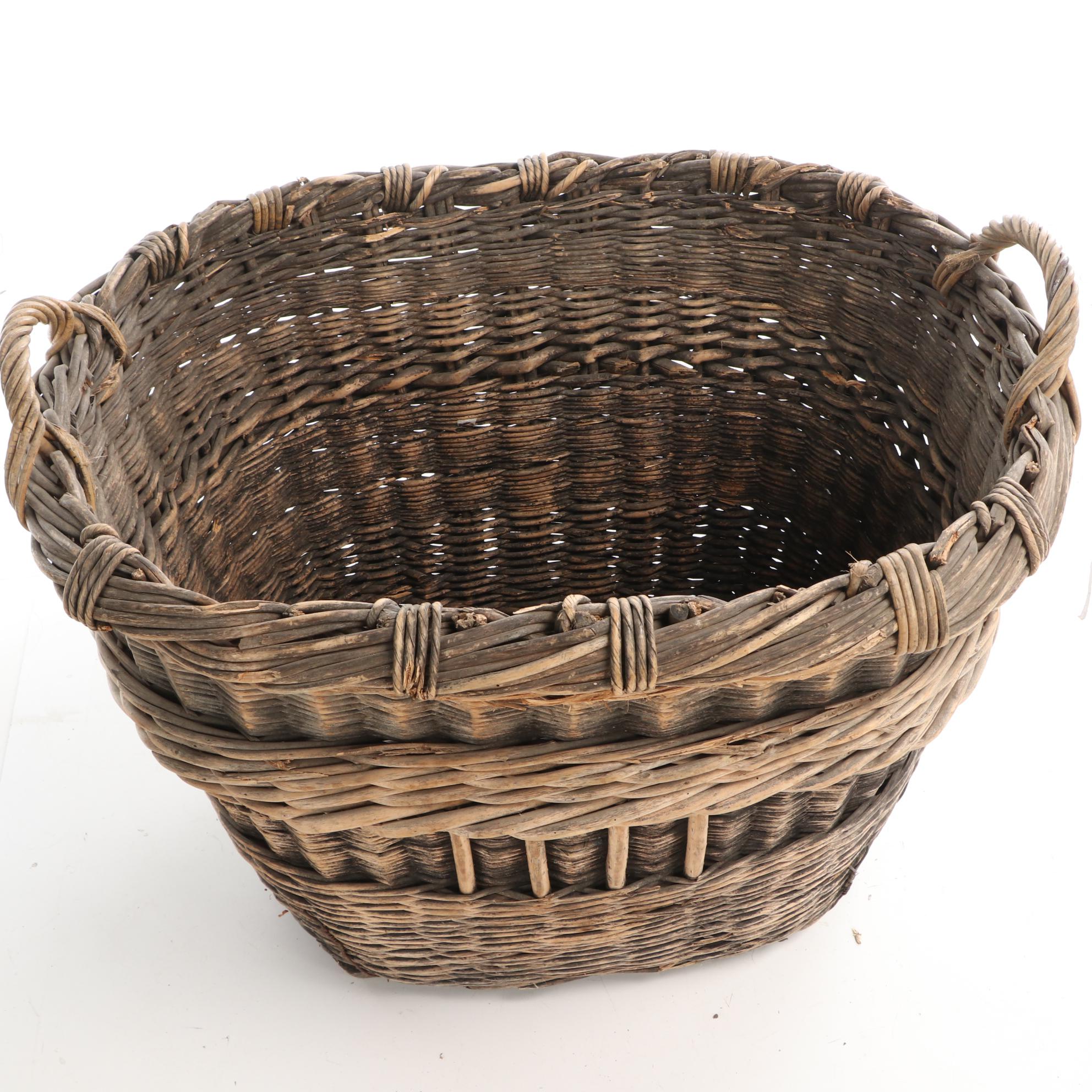 Large Woven Wicker Harvest Basket