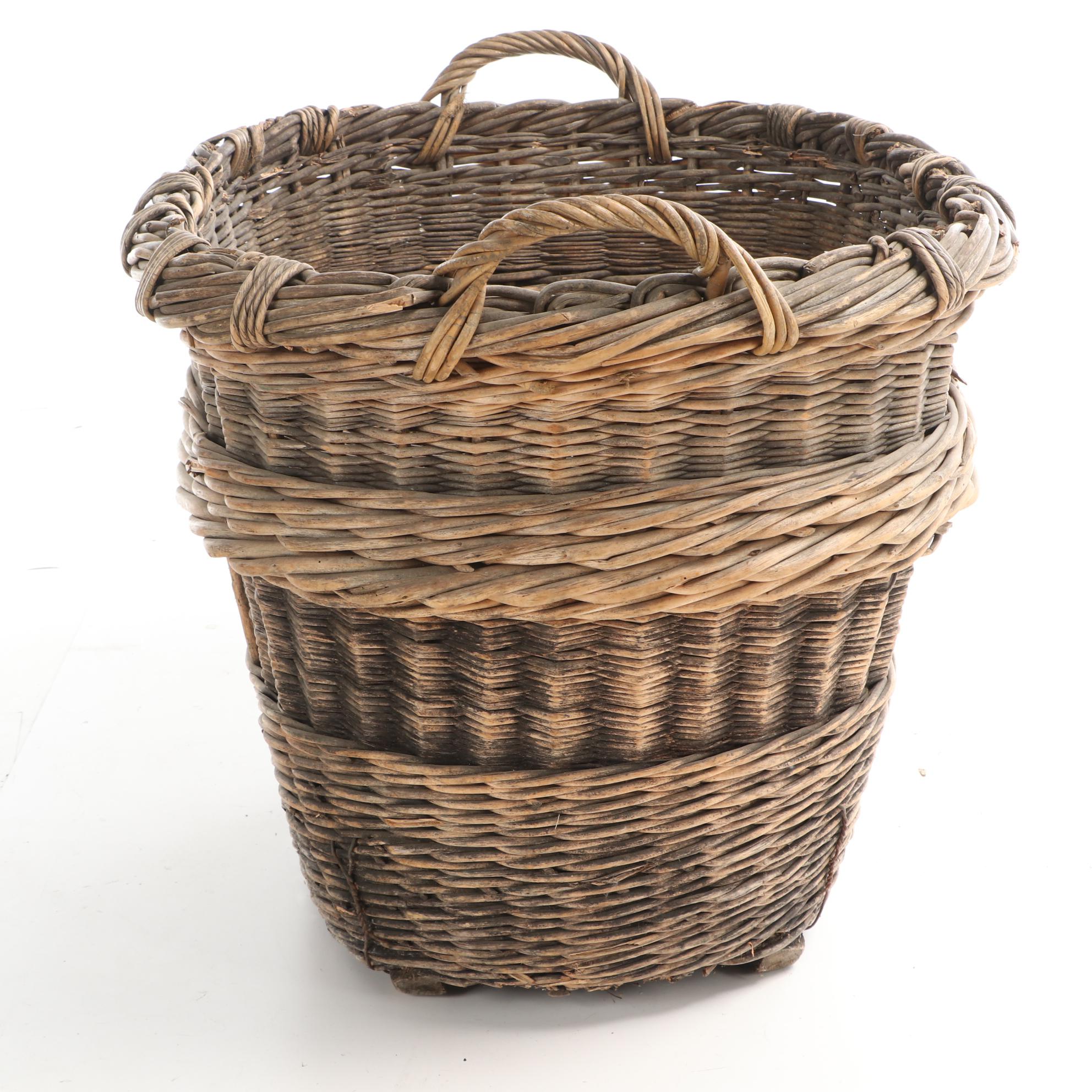 Large Woven Wicker Harvest Basket