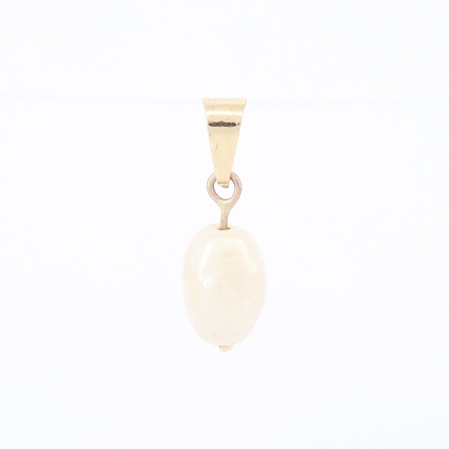 14K Yellow Gold Cultured Pearl Pendant