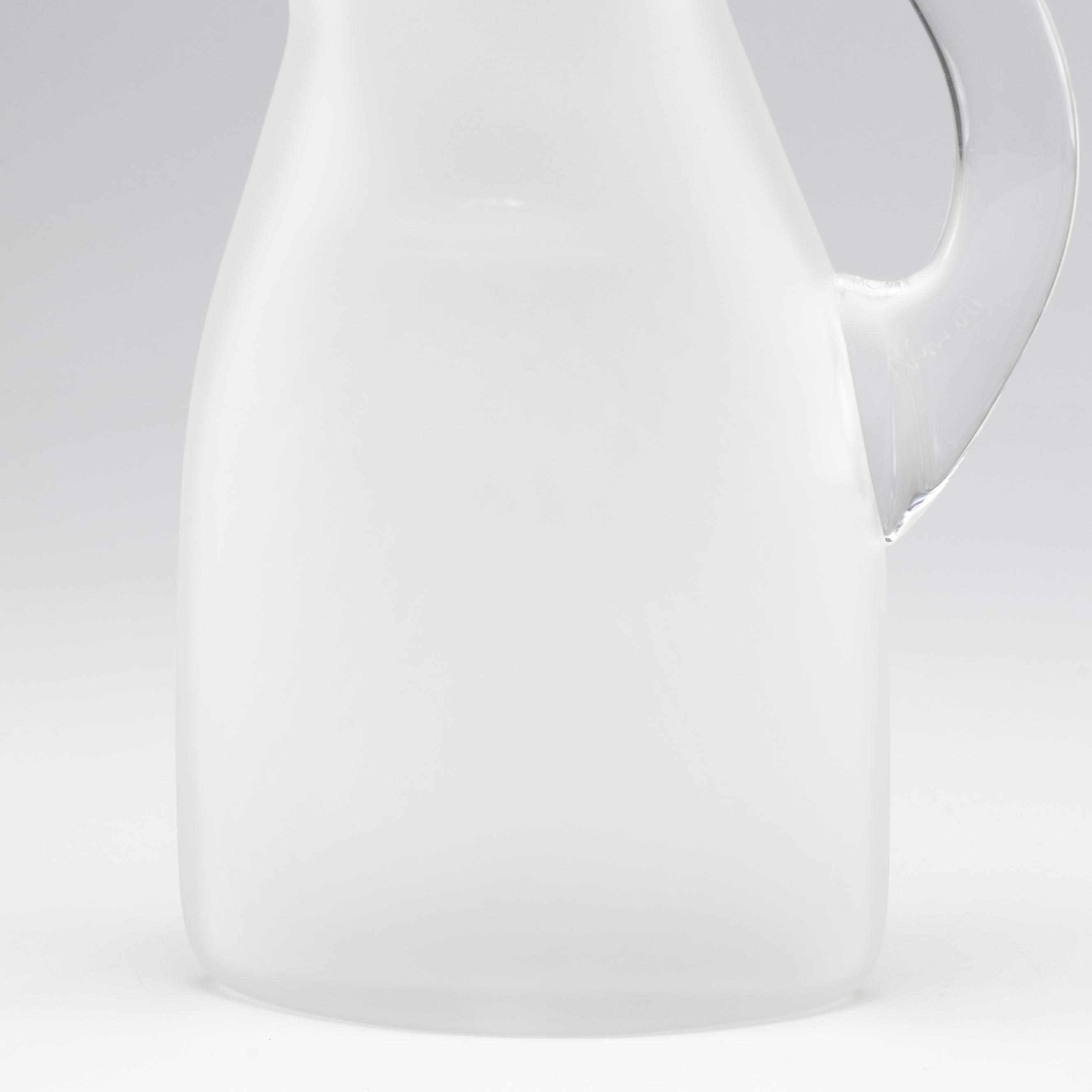 Steven Newell Frosted Art Glass Pitcher