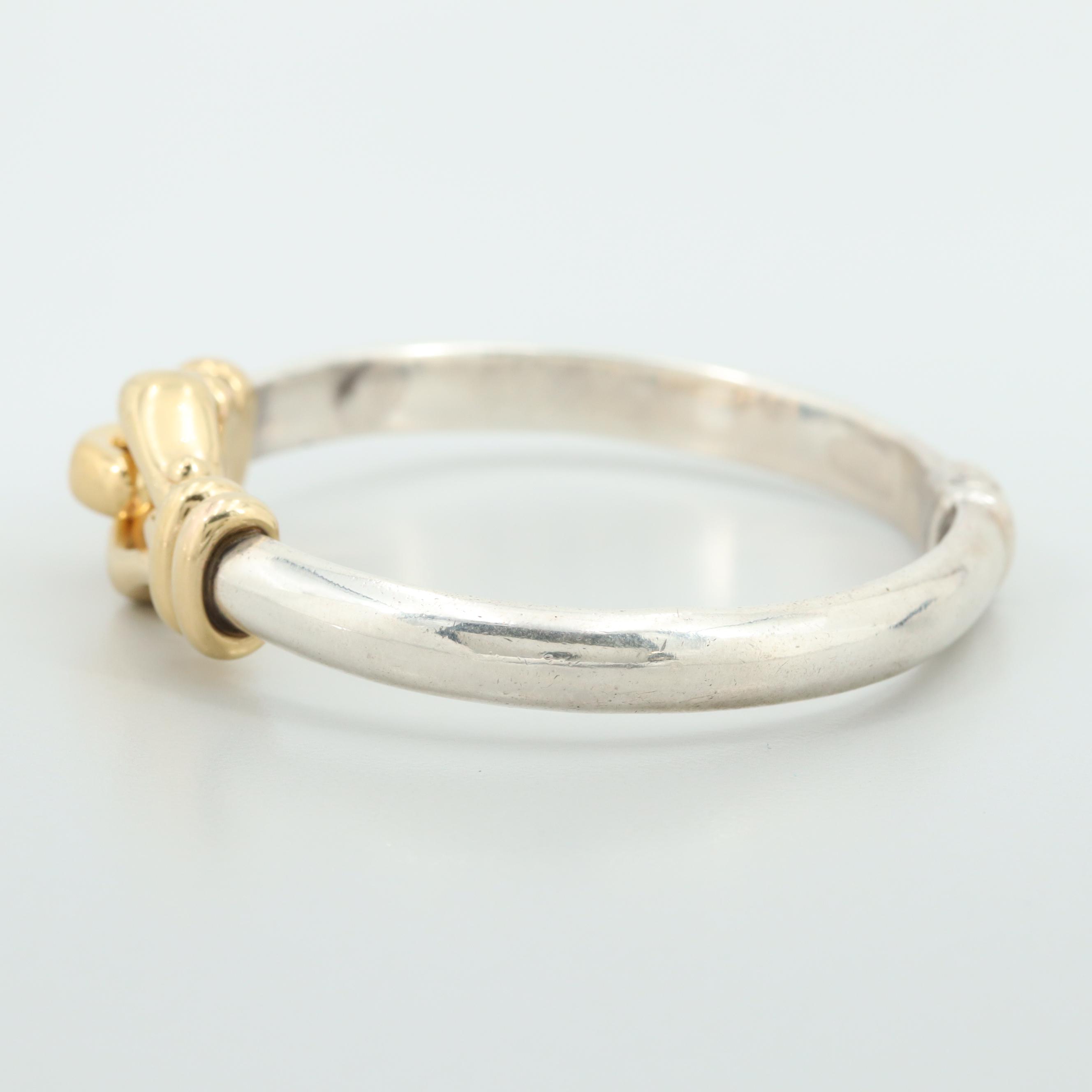 Sterling Silver and 14K Yellow Gold Hinged Bangle Bracelet