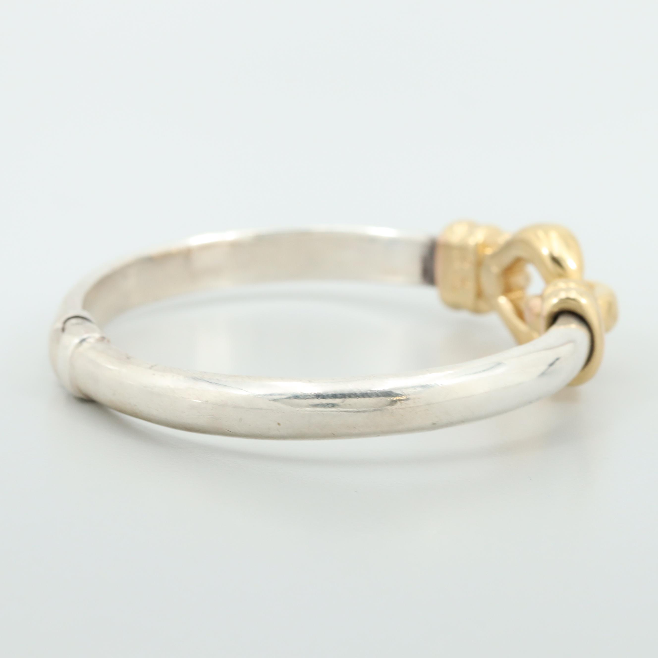 Sterling Silver and 14K Yellow Gold Hinged Bangle Bracelet