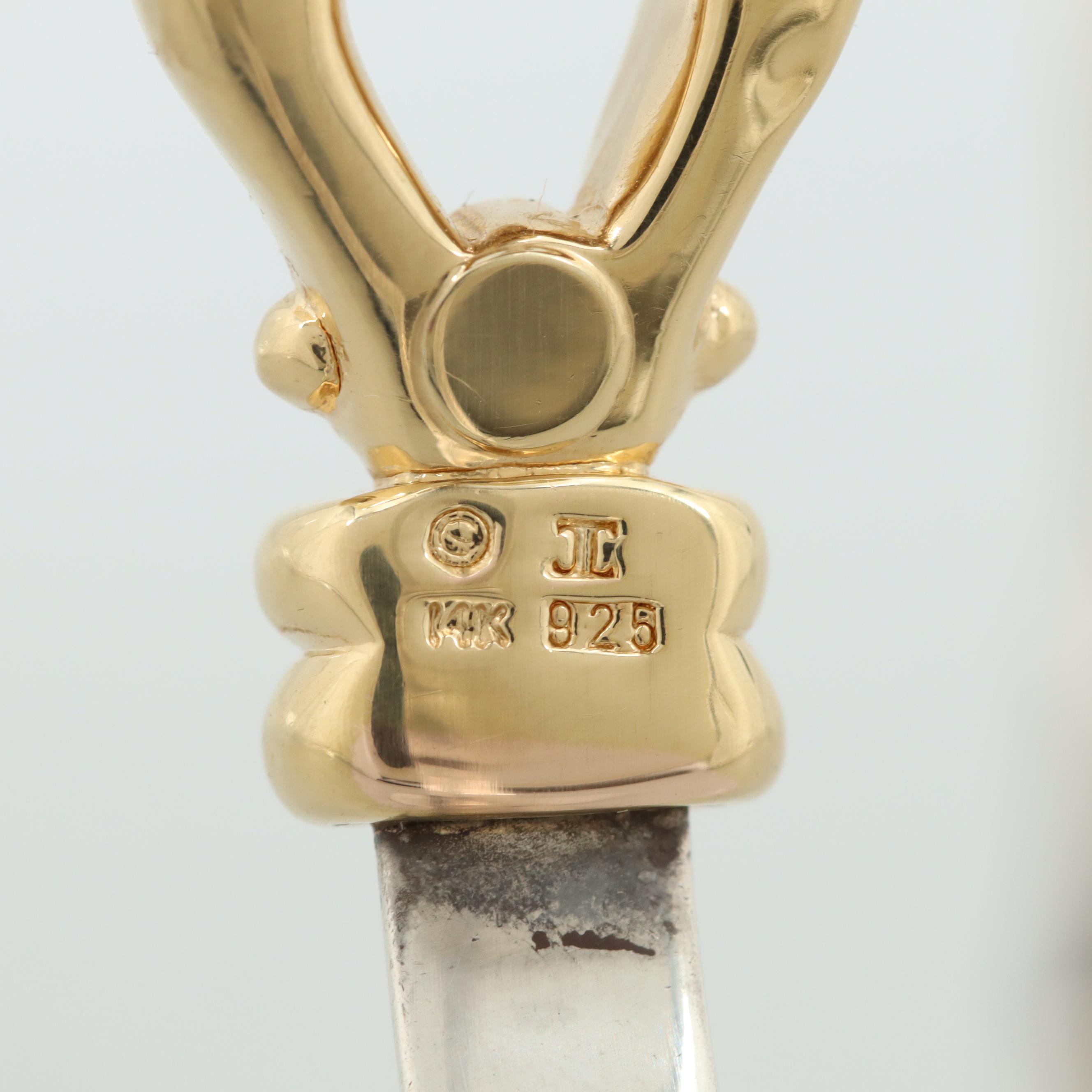 Sterling Silver and 14K Yellow Gold Hinged Bangle Bracelet