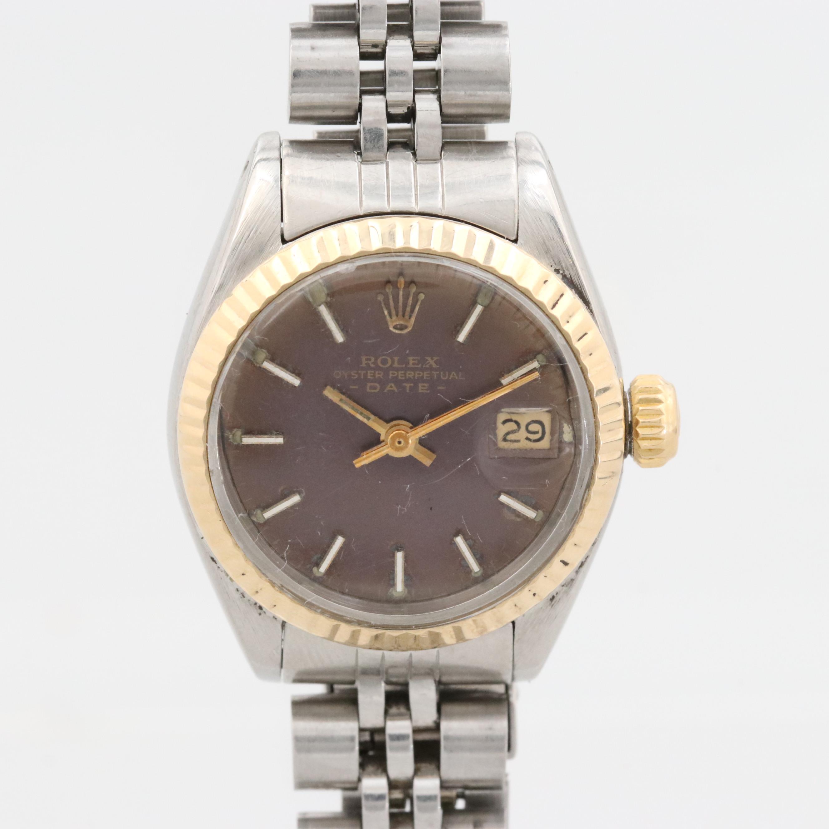 Vintage Rolex Date 14K Gold and Stainless Steel Watch, 1979