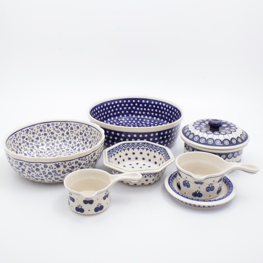 Boleslawiec Handmade Earthenware Serving Bowls and Dishes