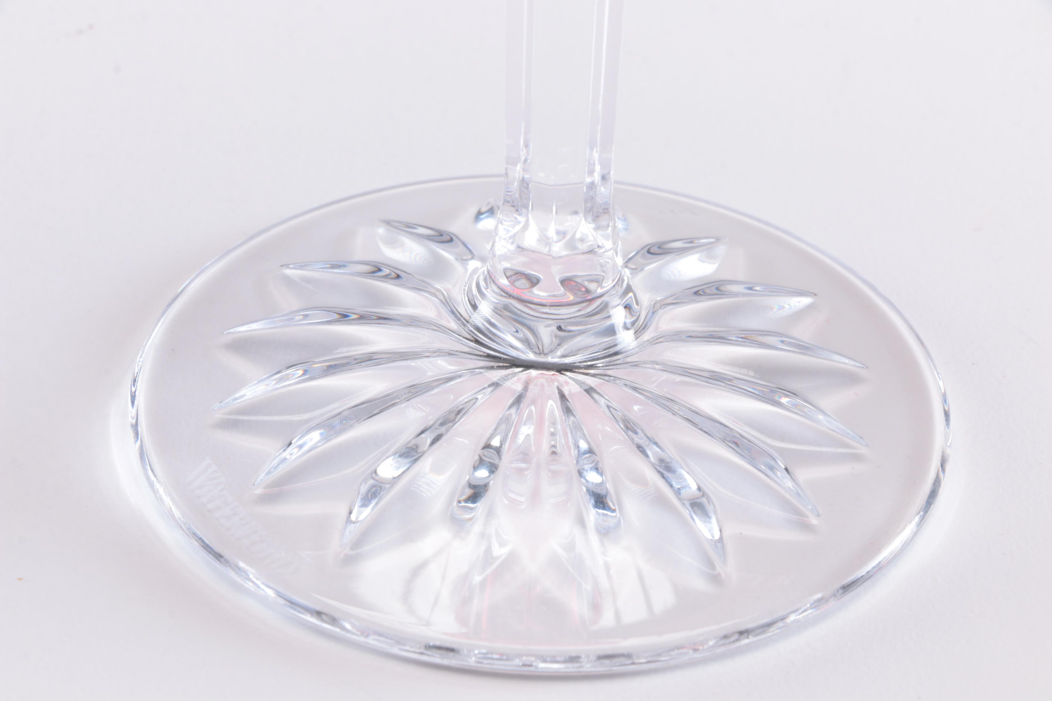 Waterford Crystal "Lismore Crimson" Fluted Champagne Glass and Candle Holders