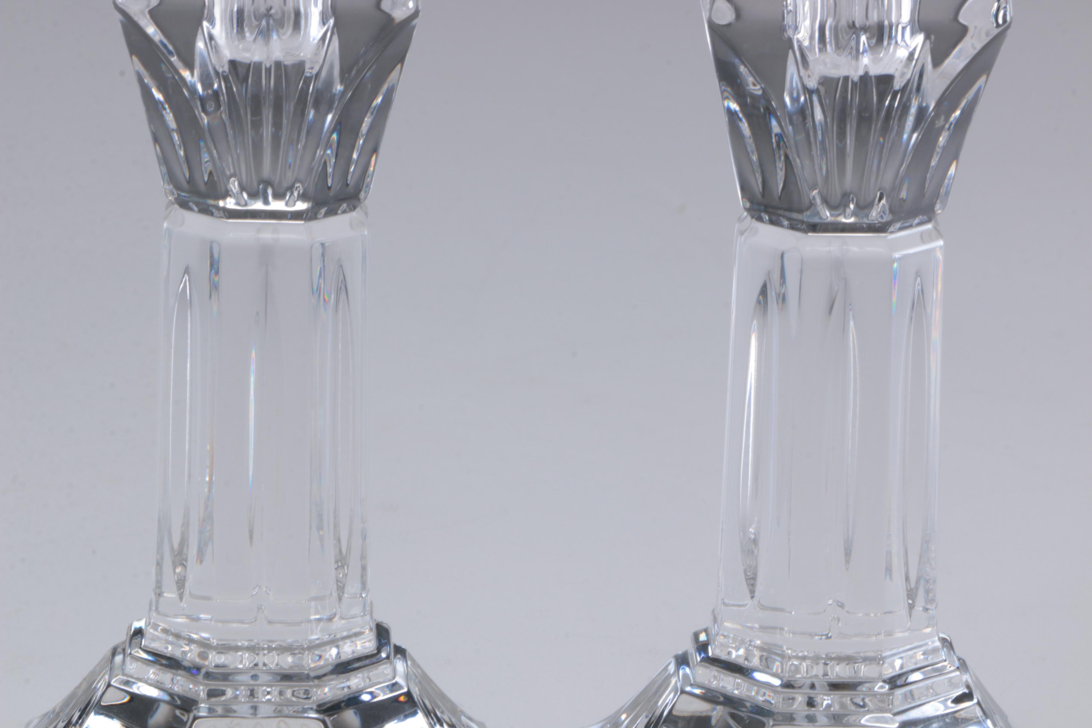 Waterford Crystal "Lismore Crimson" Fluted Champagne Glass and Candle Holders