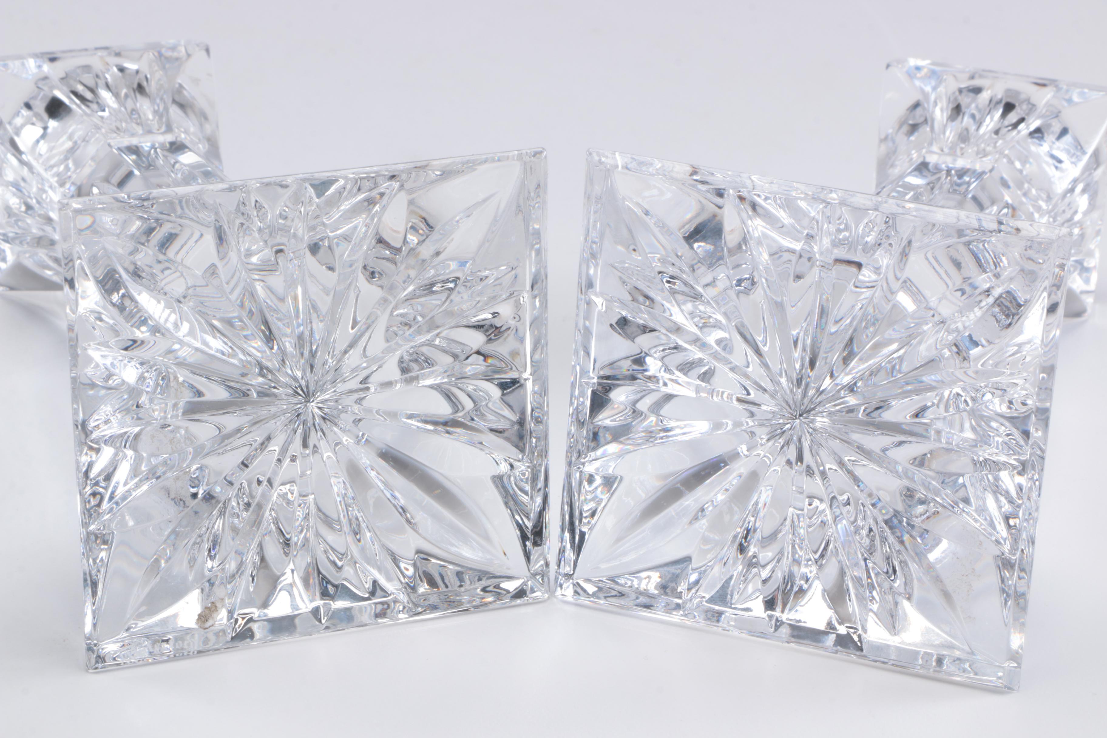 Waterford Crystal "Lismore Crimson" Fluted Champagne Glass and Candle Holders