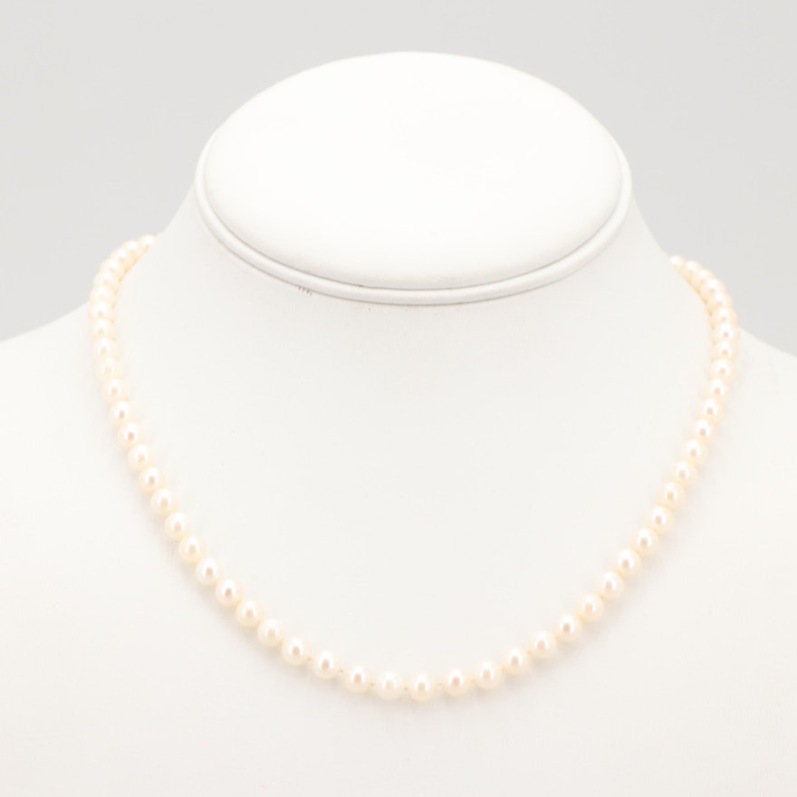 Mikimoto Cultured Saltwater Pearl Necklace with 850 Silver Clasp