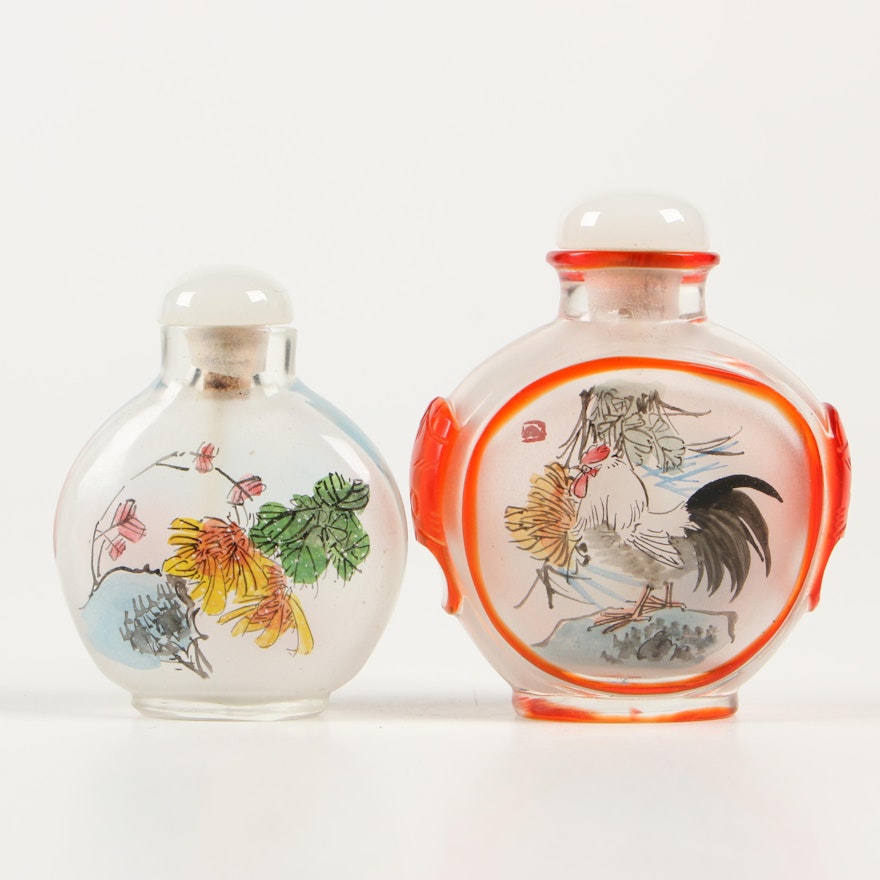 Chinese Reverse Painted Glass Snuff Bottles